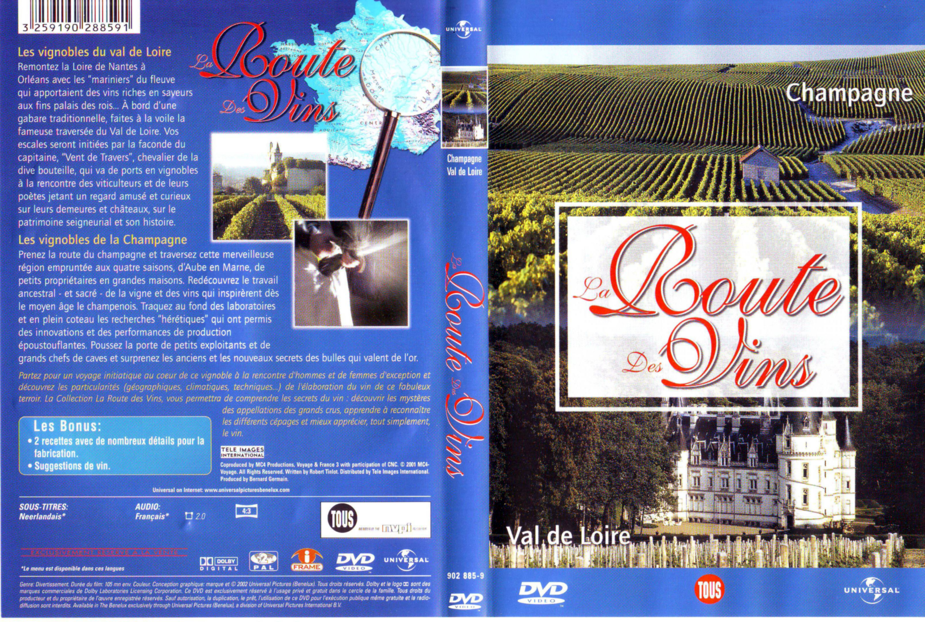 Jaquette DVD La route des vins - Champagne Loire