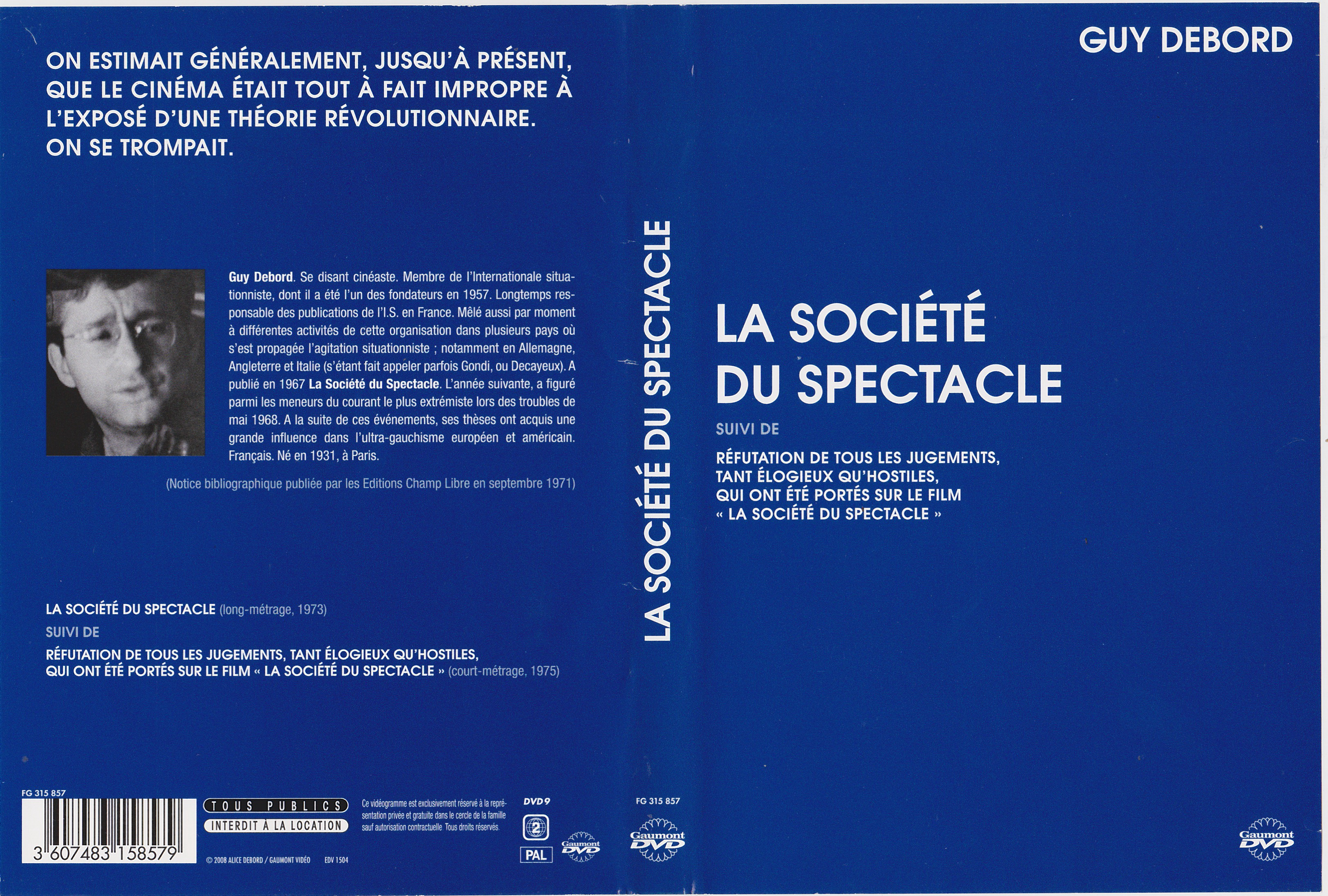 Jaquette DVD La socit du spectacle