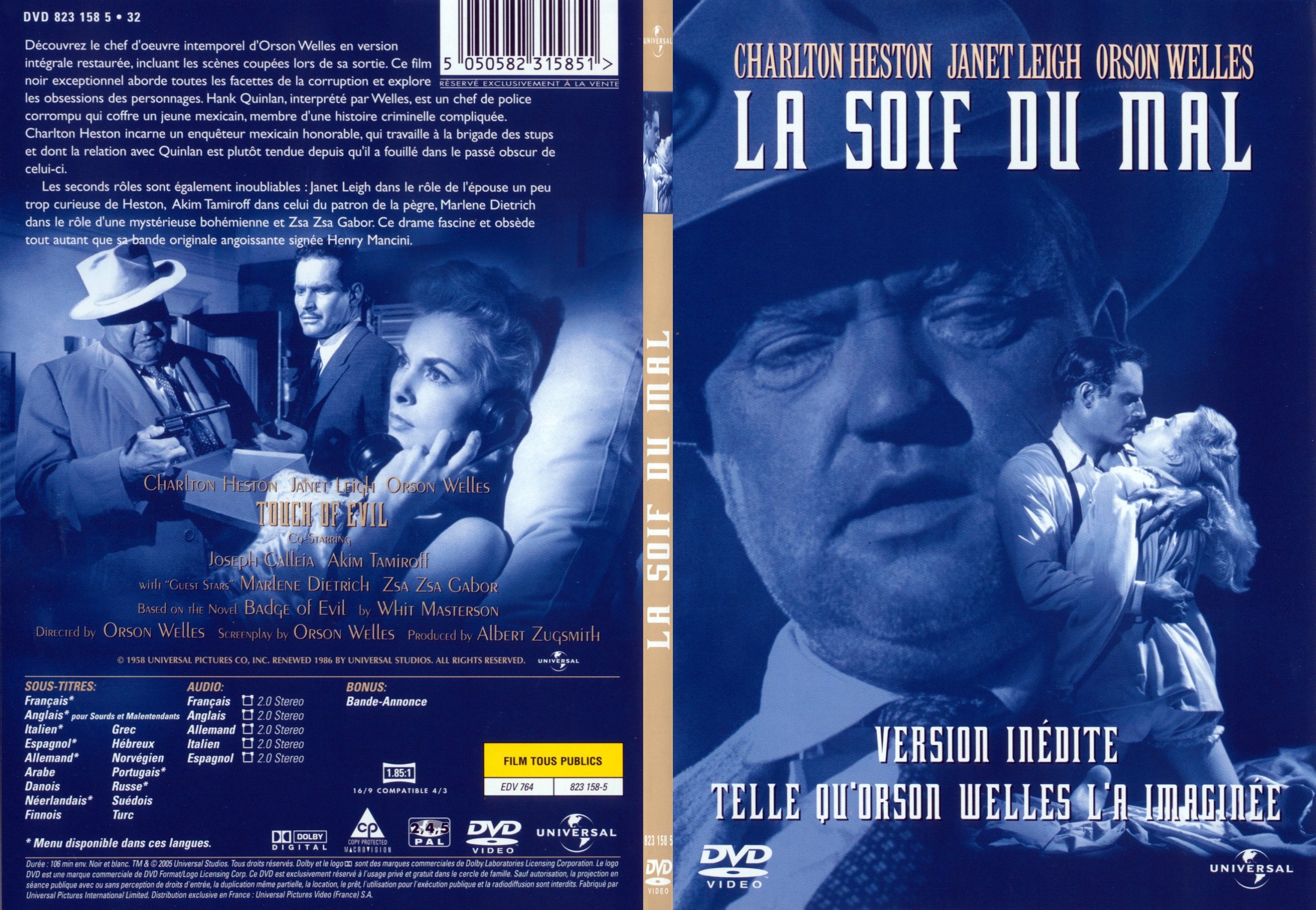 Jaquette DVD La soif du mal - SLIM