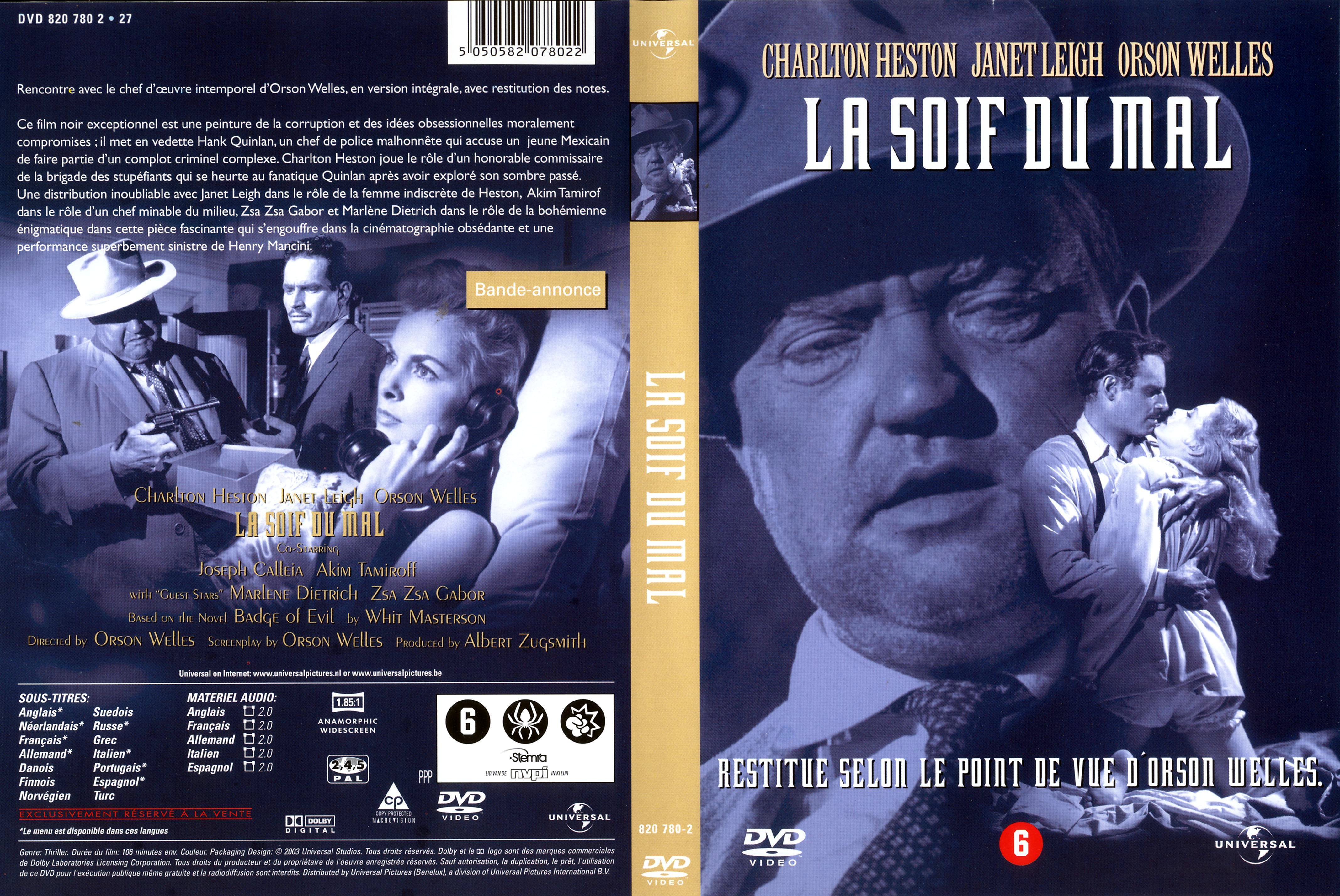 Jaquette DVD La soif du mal v2