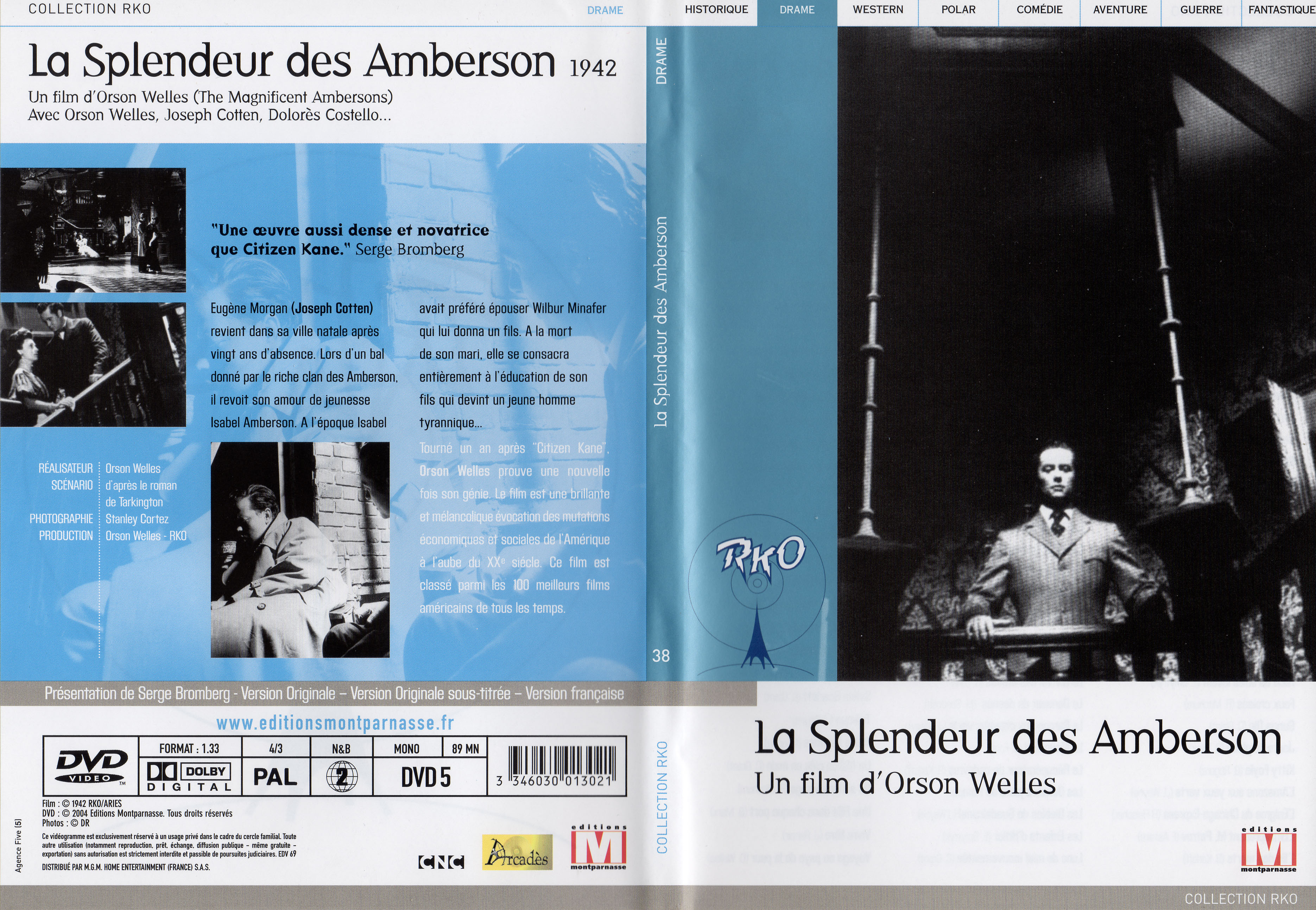 Jaquette DVD La splendeur des Amberson