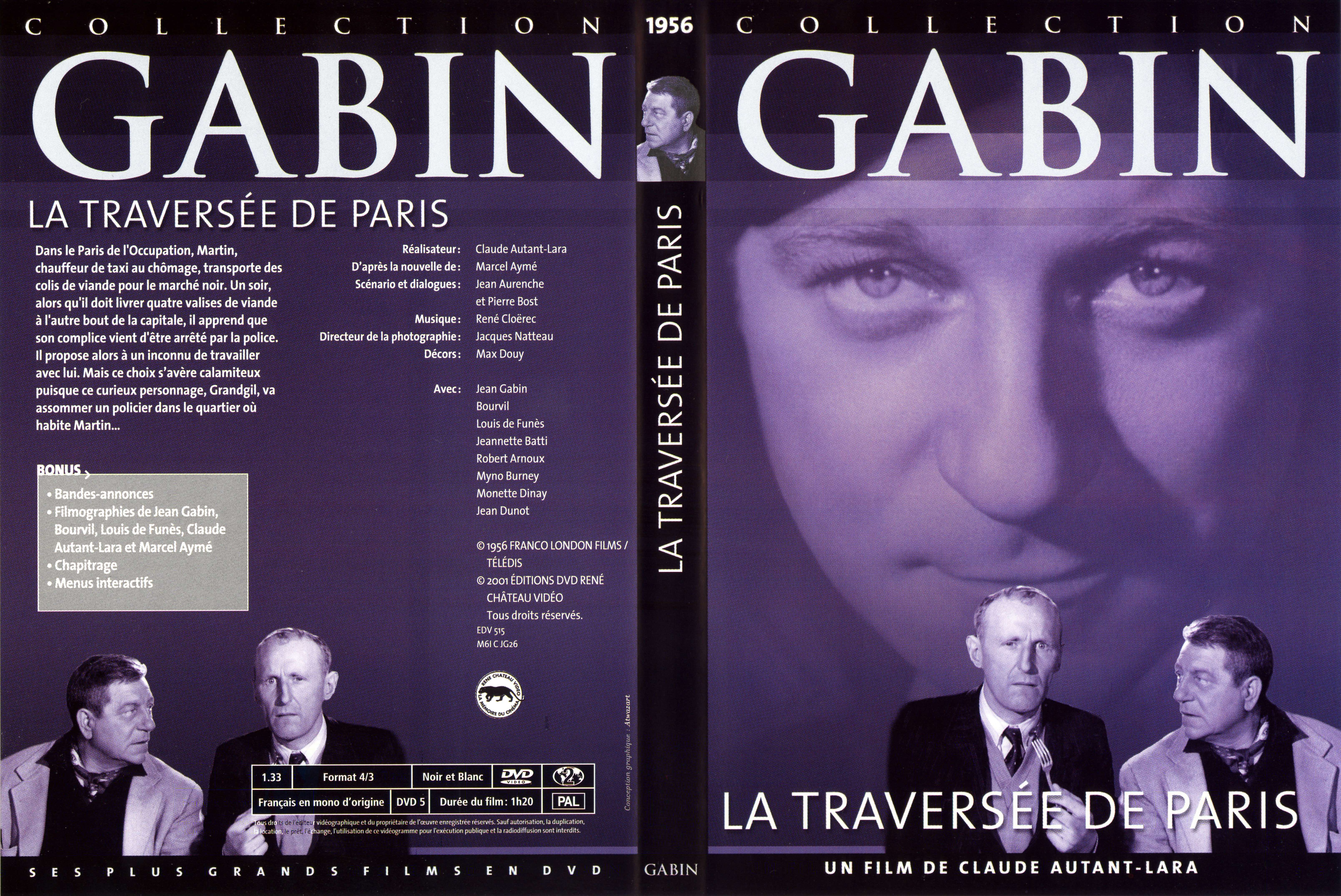 Jaquette DVD La traverse de Paris