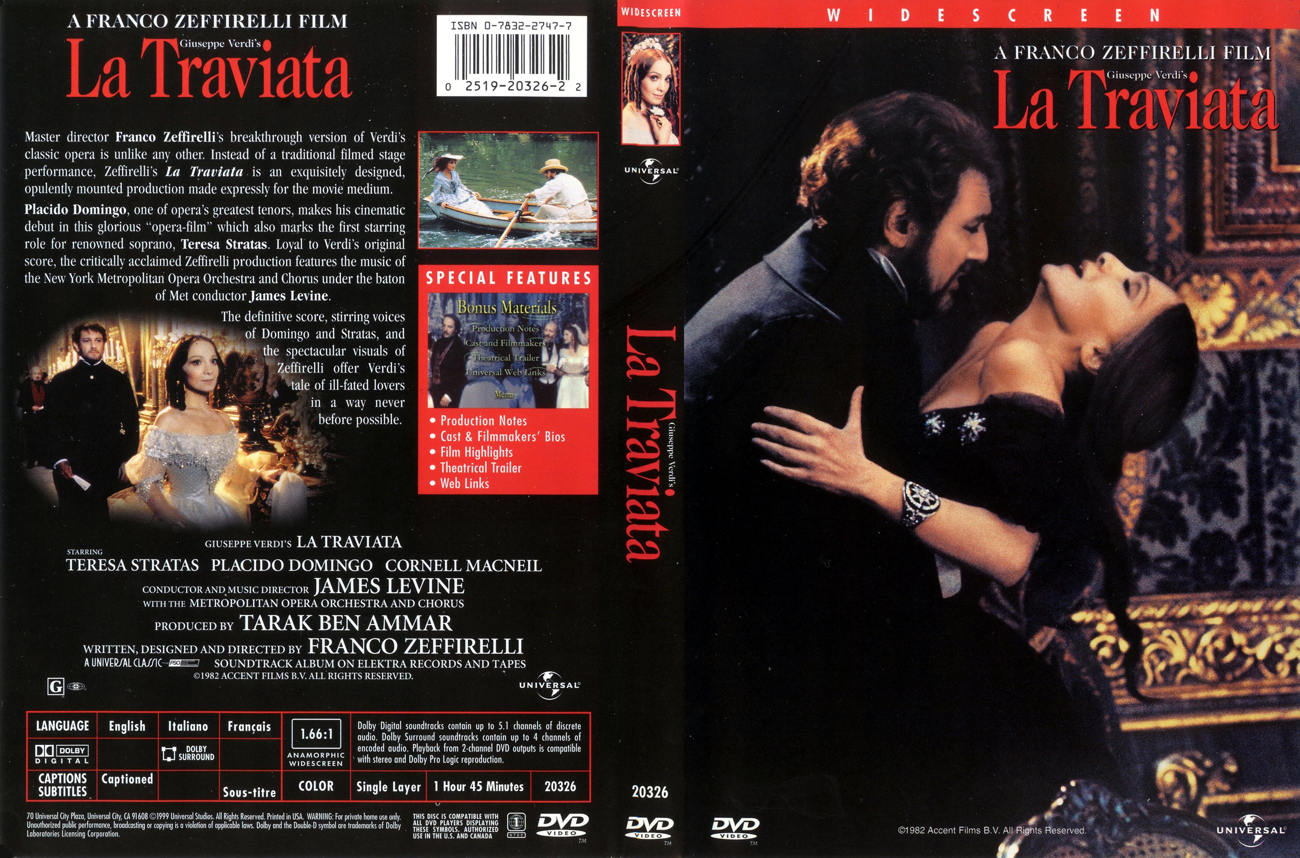Jaquette DVD La traviata (Franco Zeffirelli)  Zone 1