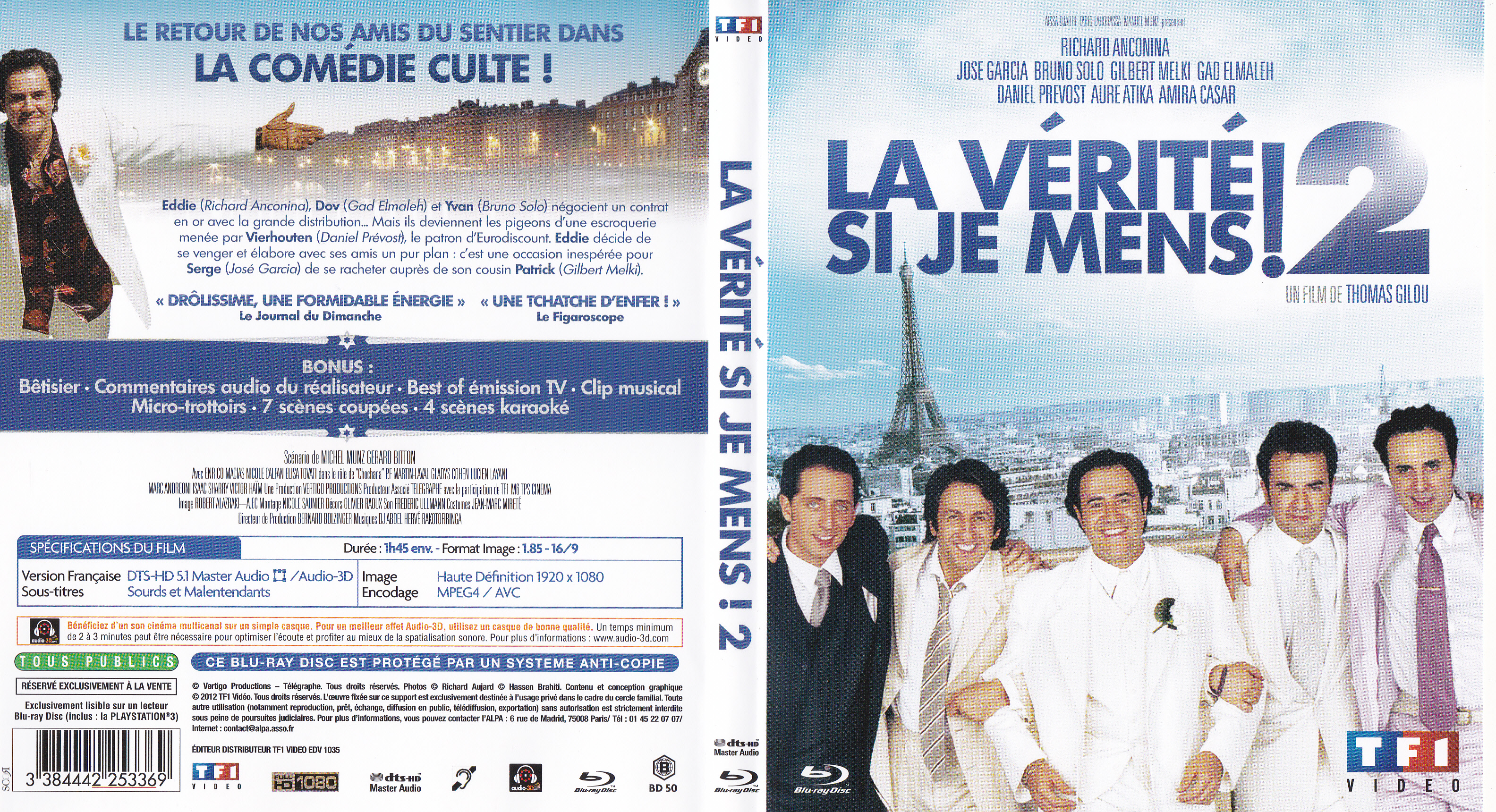 Jaquette DVD La vrit si je mens 2 (BLU-RAY)