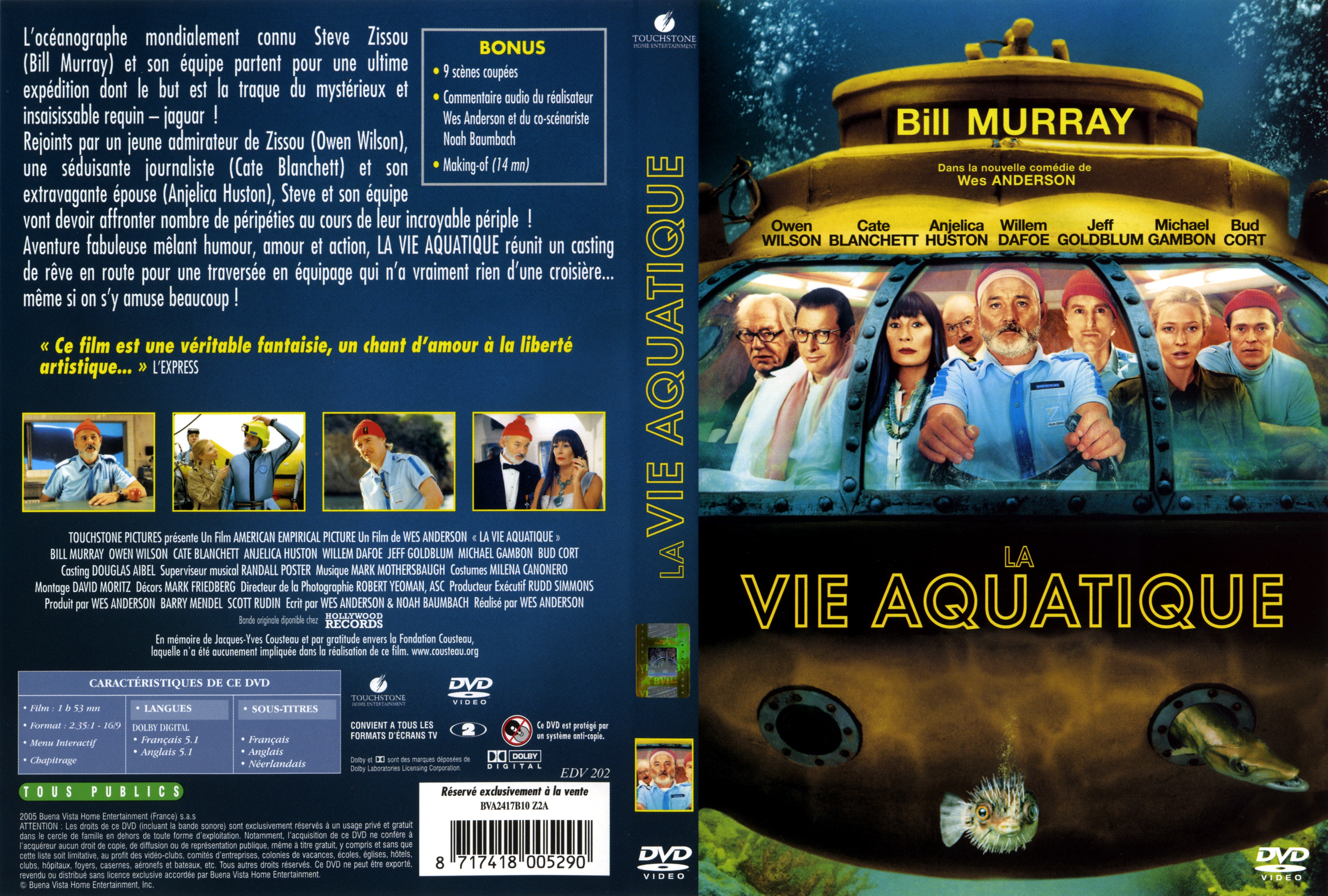 Jaquette DVD La vie aquatique