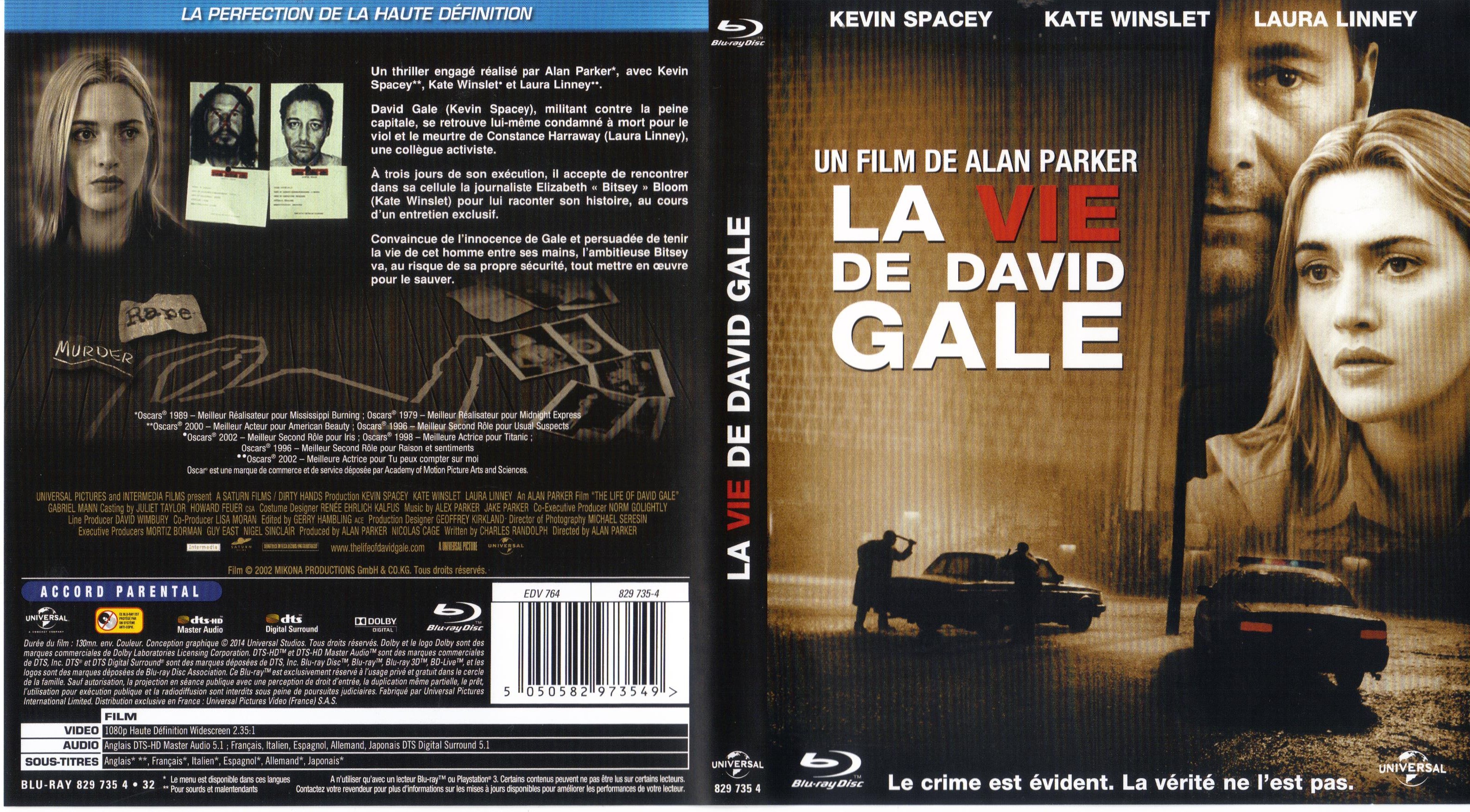 Jaquette DVD La vie de David Gale (BLU-RAY)