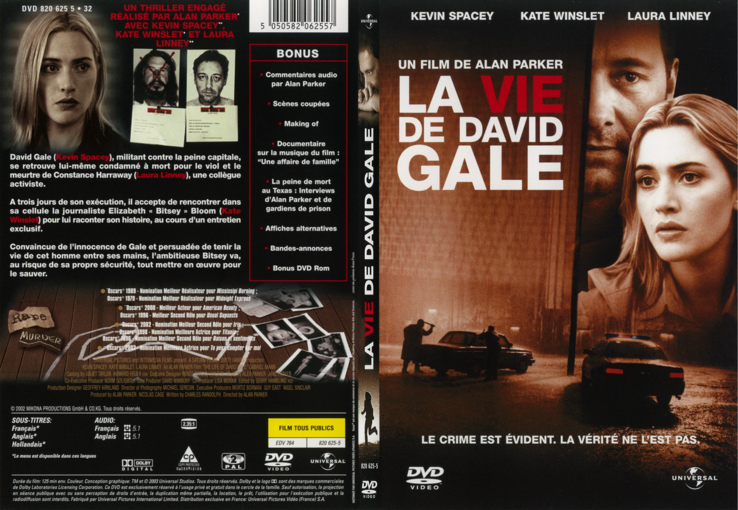 Jaquette DVD La vie de David Gale - SLIM