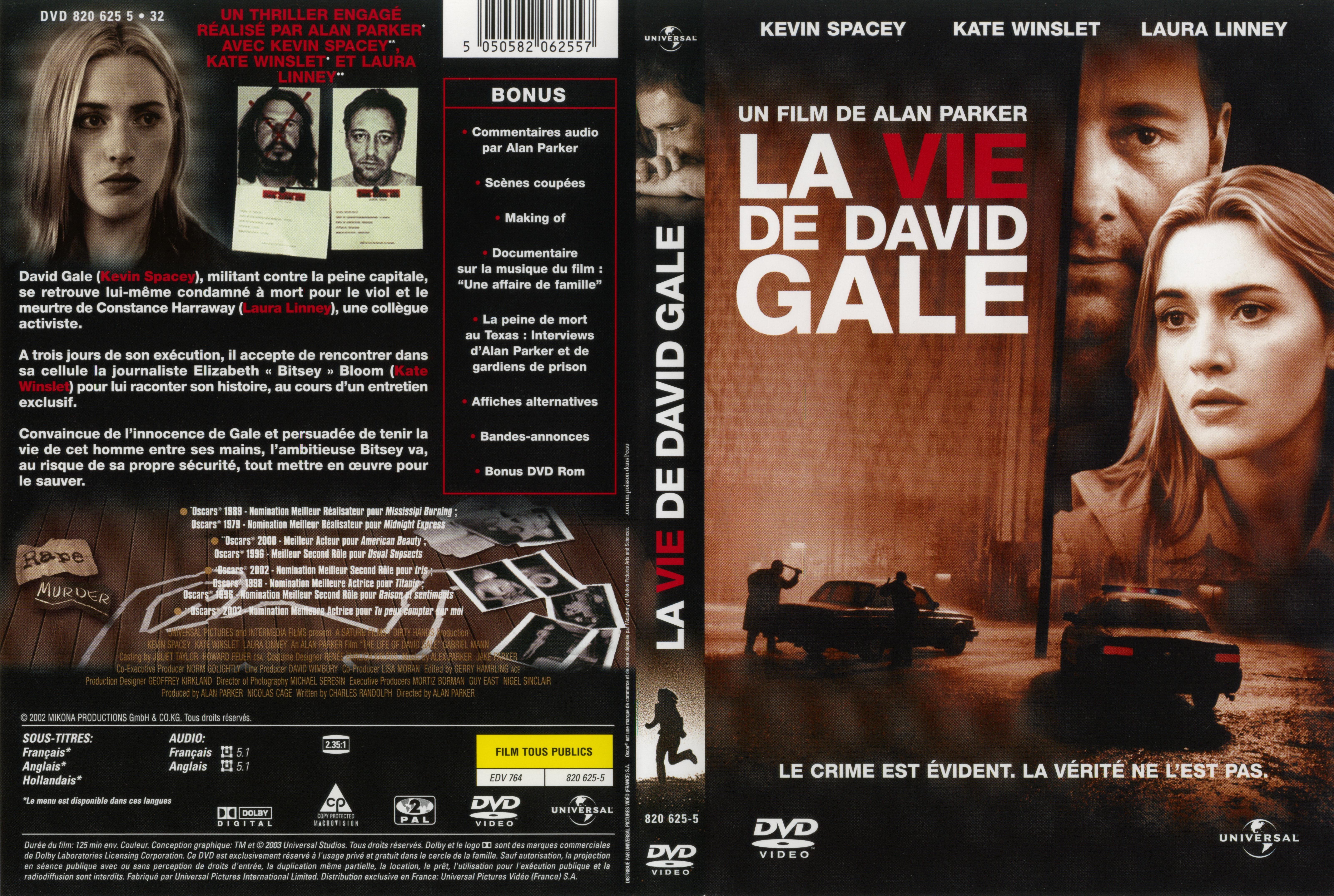 Jaquette DVD La vie de David Gale v2