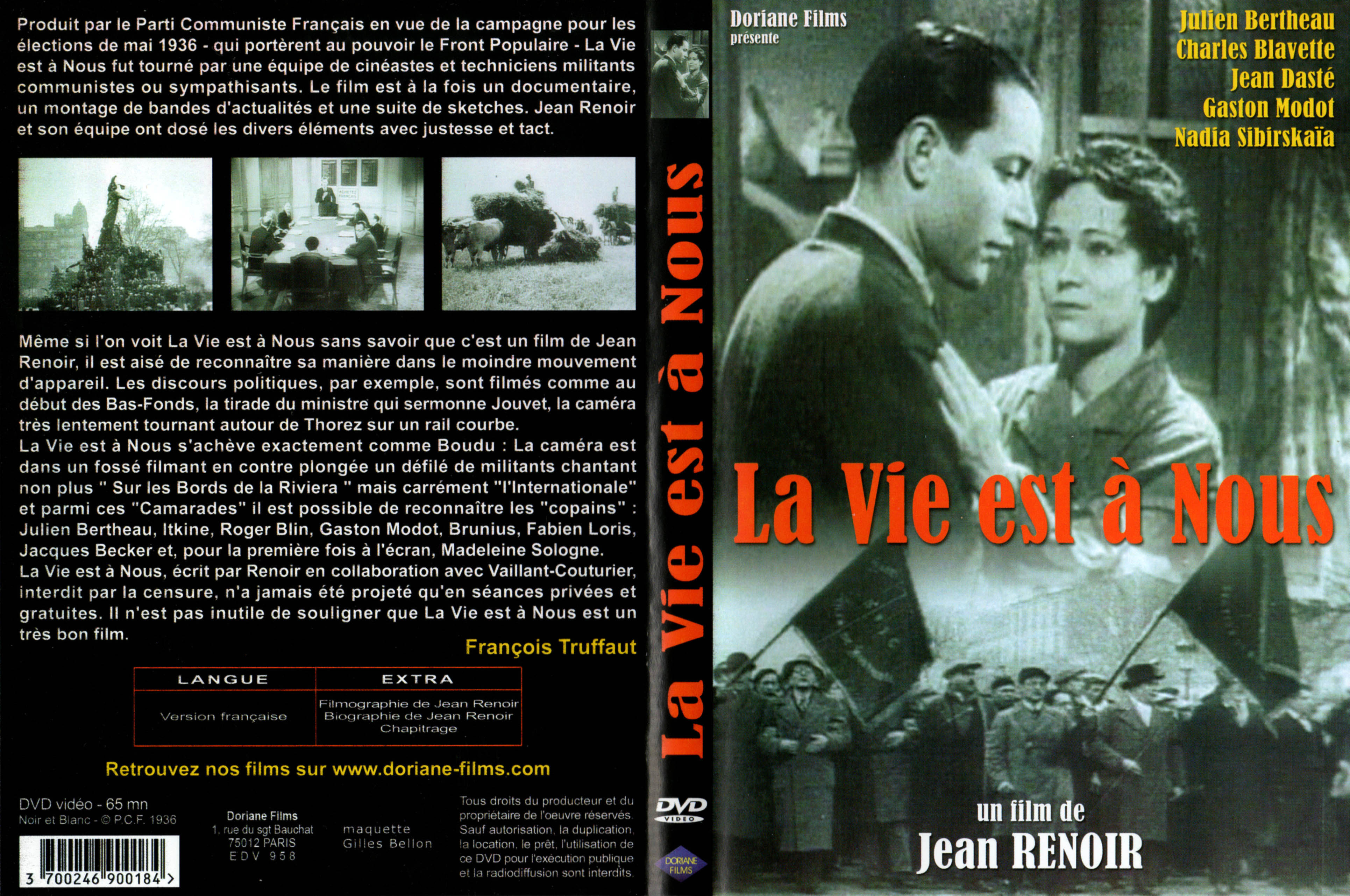 Jaquette DVD La vie est  nous (1936)