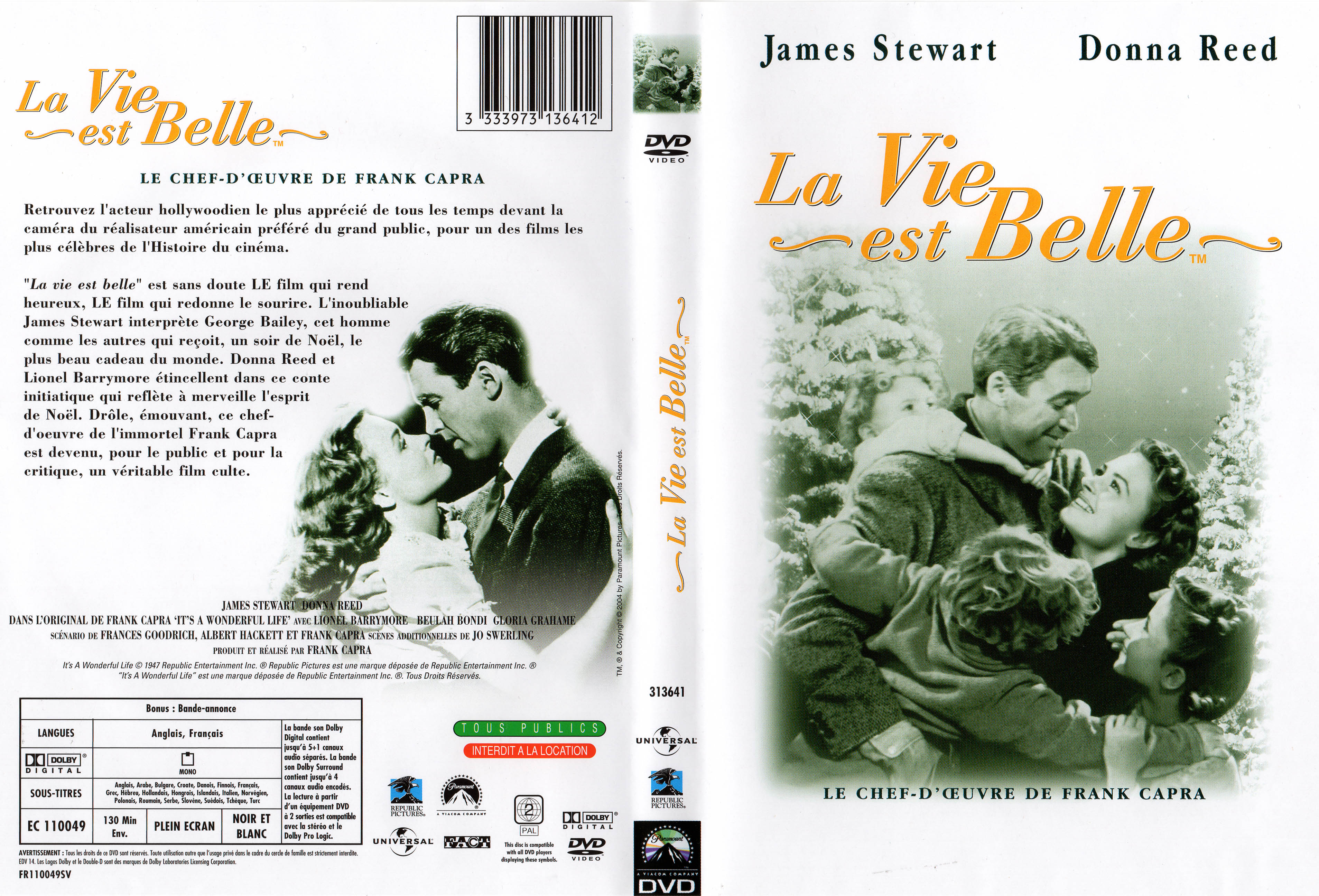 Jaquette DVD La vie est belle (1946)