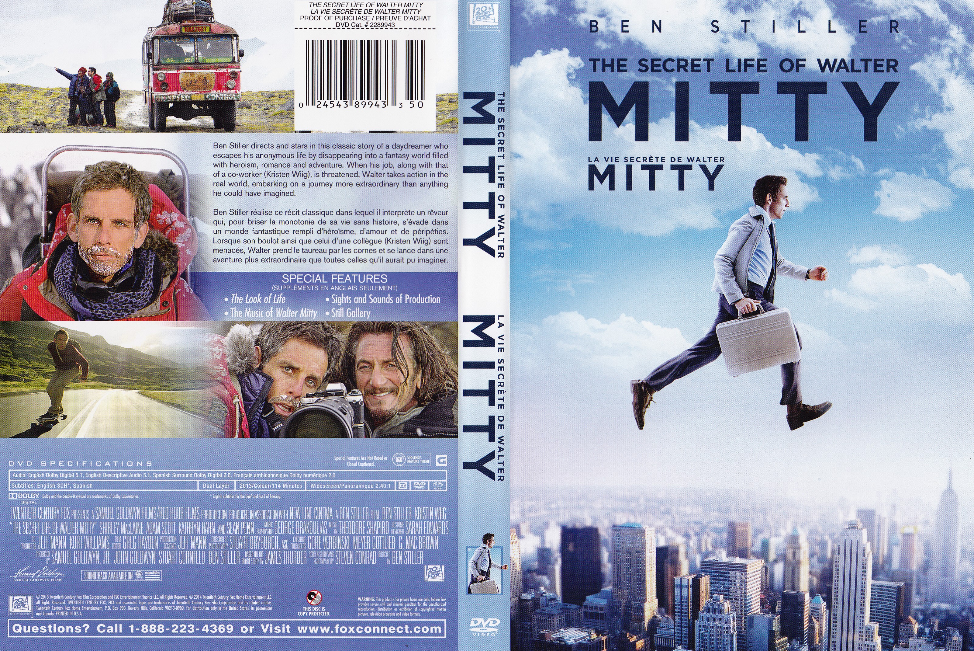 Jaquette DVD La vie secrte de Walter Mitty - The secret life of walter mitty  (Canadienne)