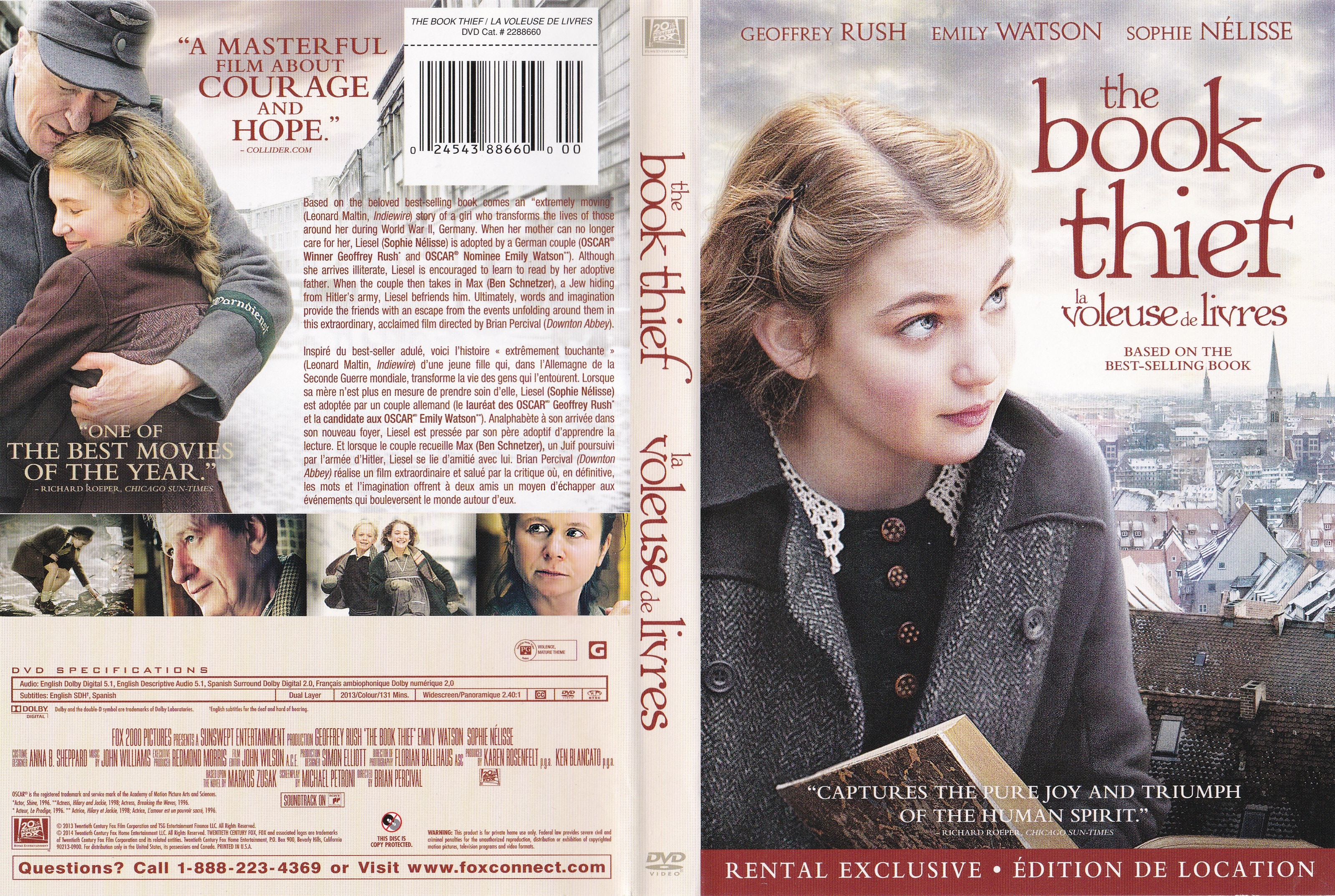 Jaquette DVD La voleuse de livres - The book thief (Canadienne)