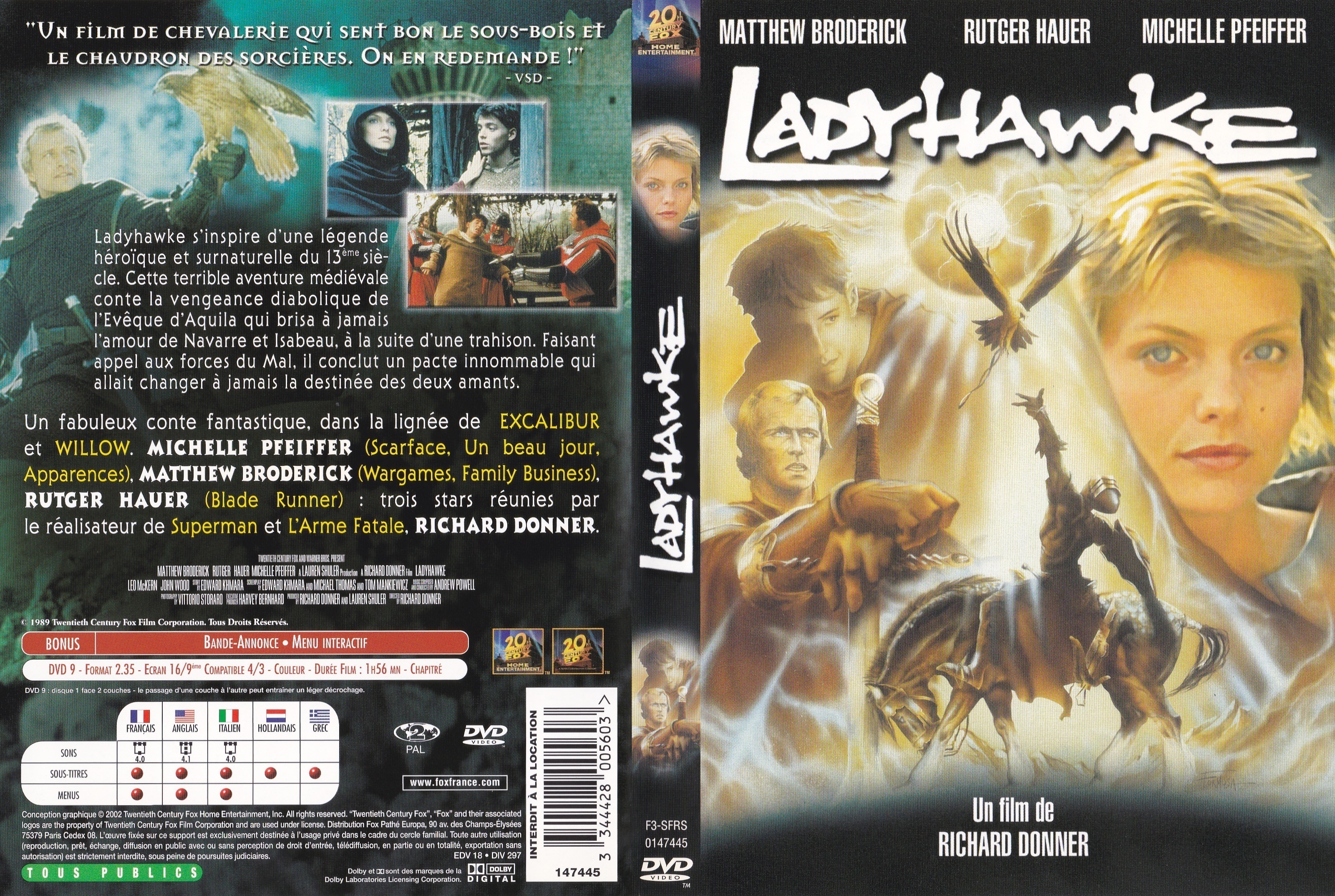 Jaquette DVD Ladyhawke v2
