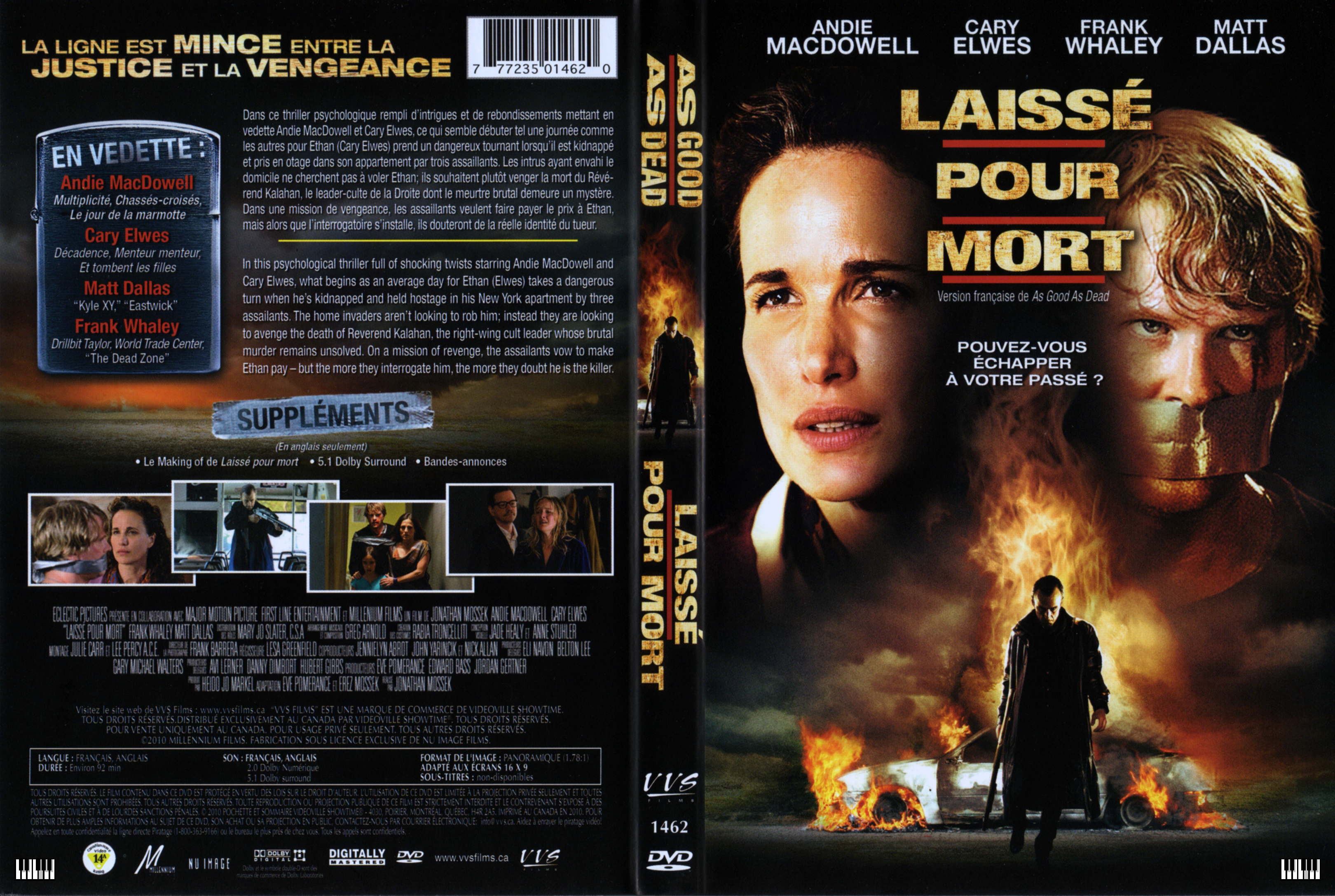 Jaquette DVD Laiss pour mort - As good as dead (Canadienne)