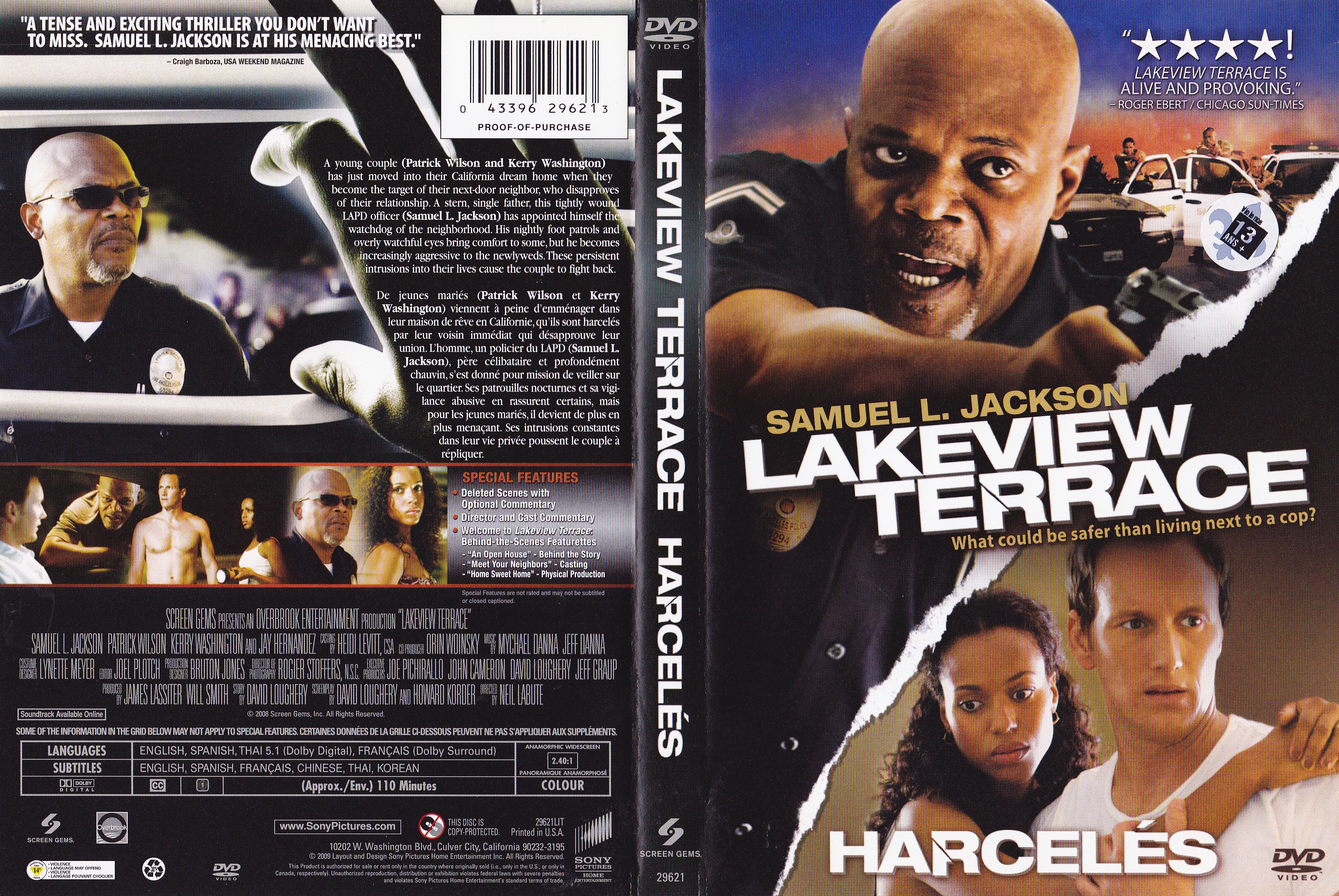 Jaquette DVD Lakeview terrace - Harcels (Canadienne)
