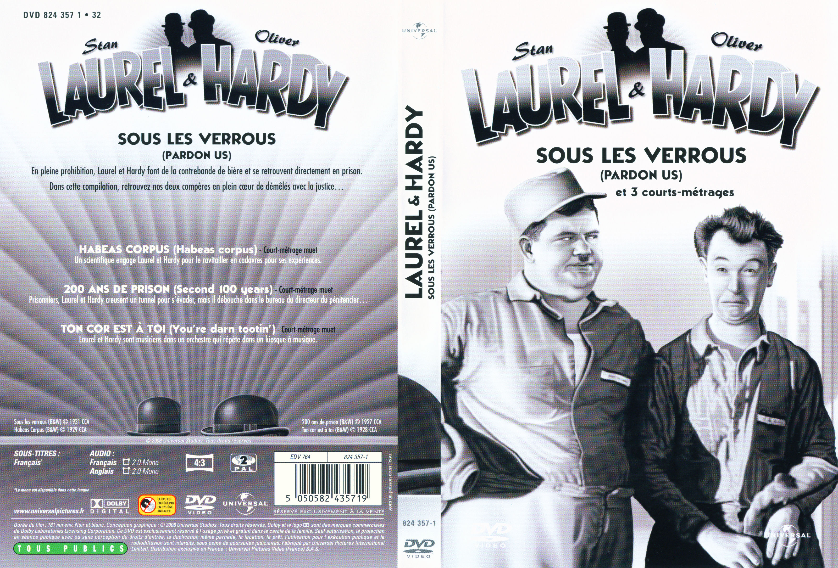 Jaquette DVD Laurel et Hardy sous les verrous