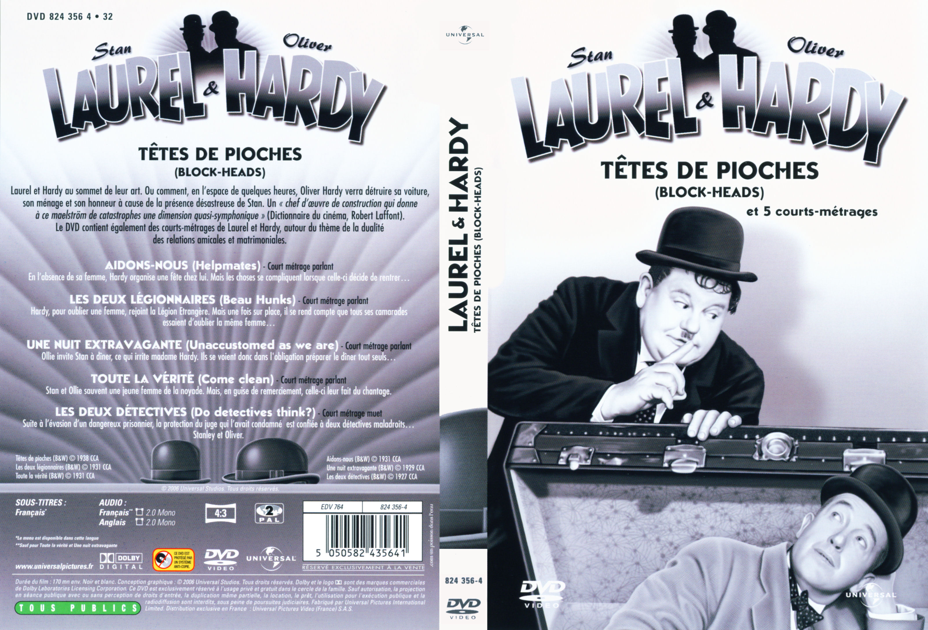 Jaquette DVD Laurel et Hardy tetes de pioches