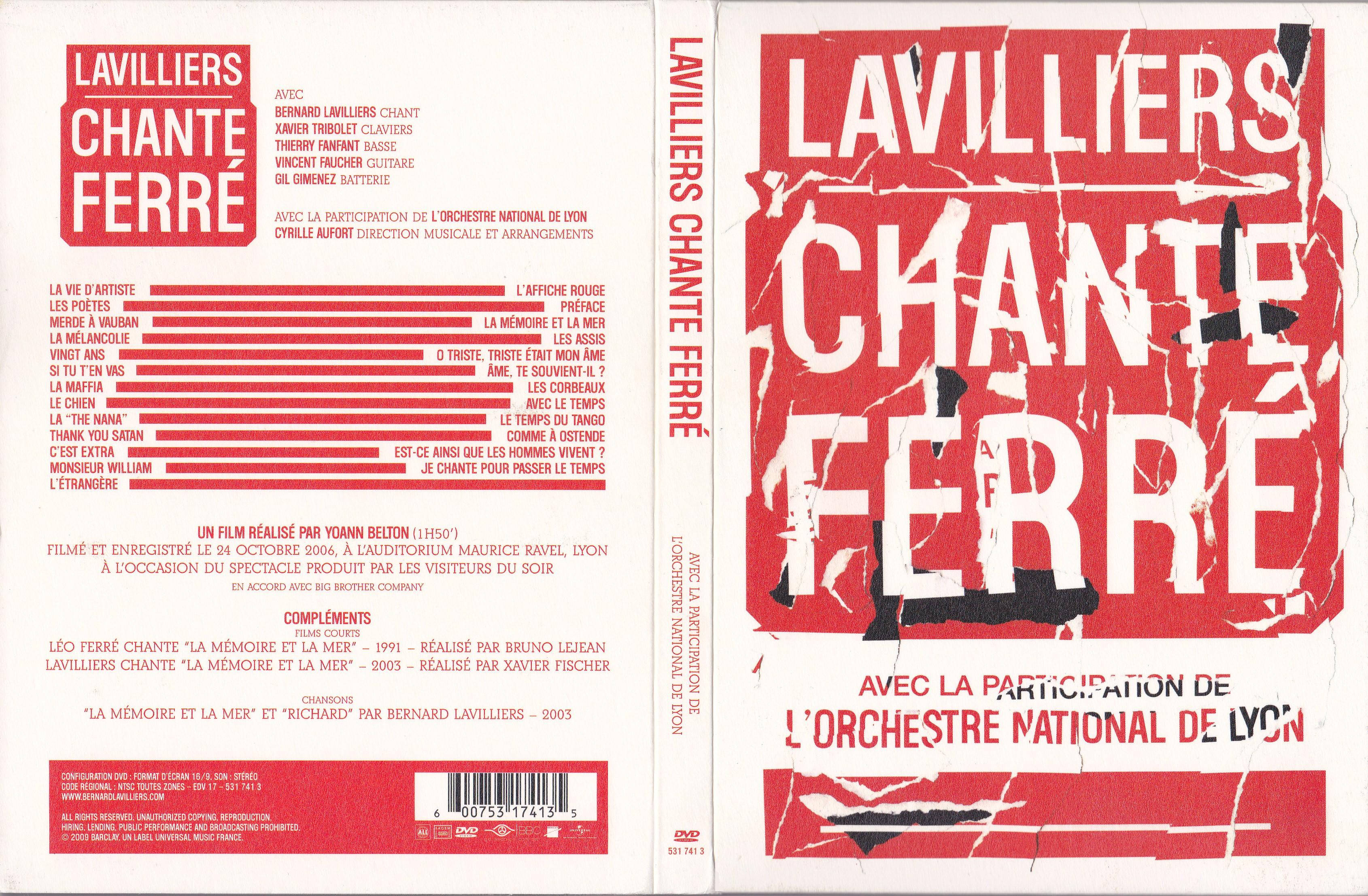 Jaquette DVD Lavilliers Chante Ferr