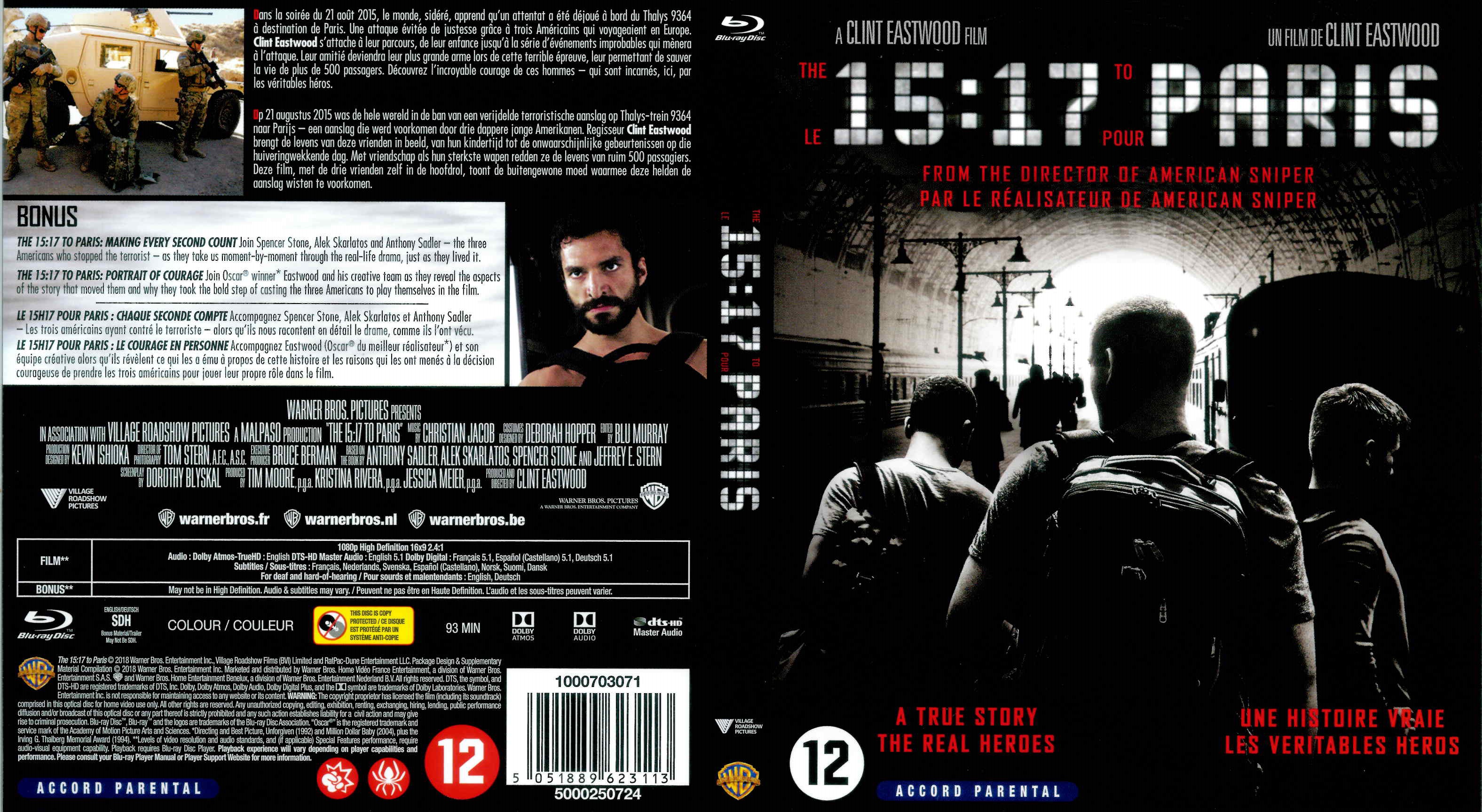 Jaquette DVD Le 15H17 pour Paris (BLU-RAY)