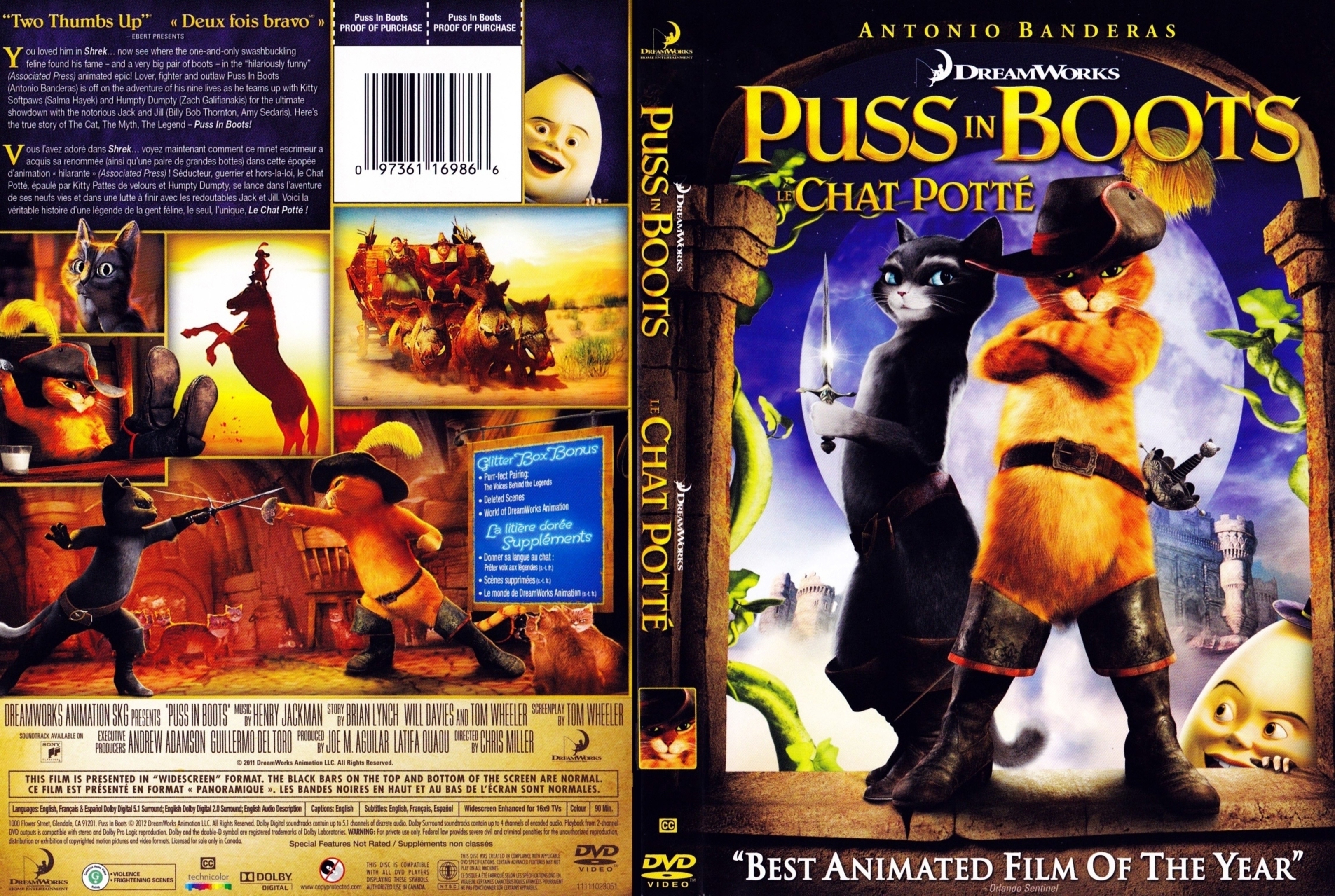 Jaquette DVD Le Chat pott - Puss in boots (Canadienne)