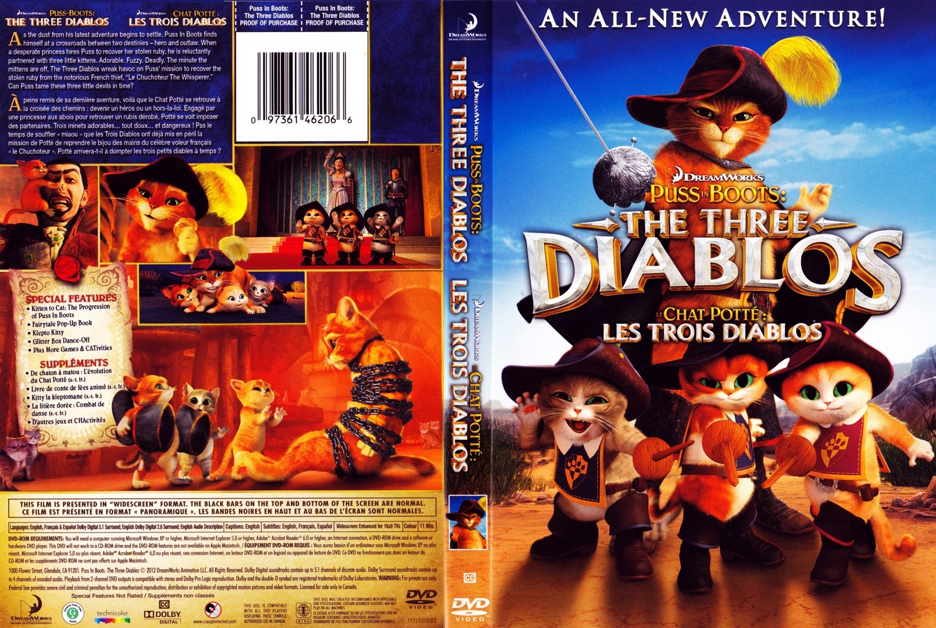 Jaquette DVD Le Chat pott les trois diablos - Puss in boots The three diablos (Canadienne)