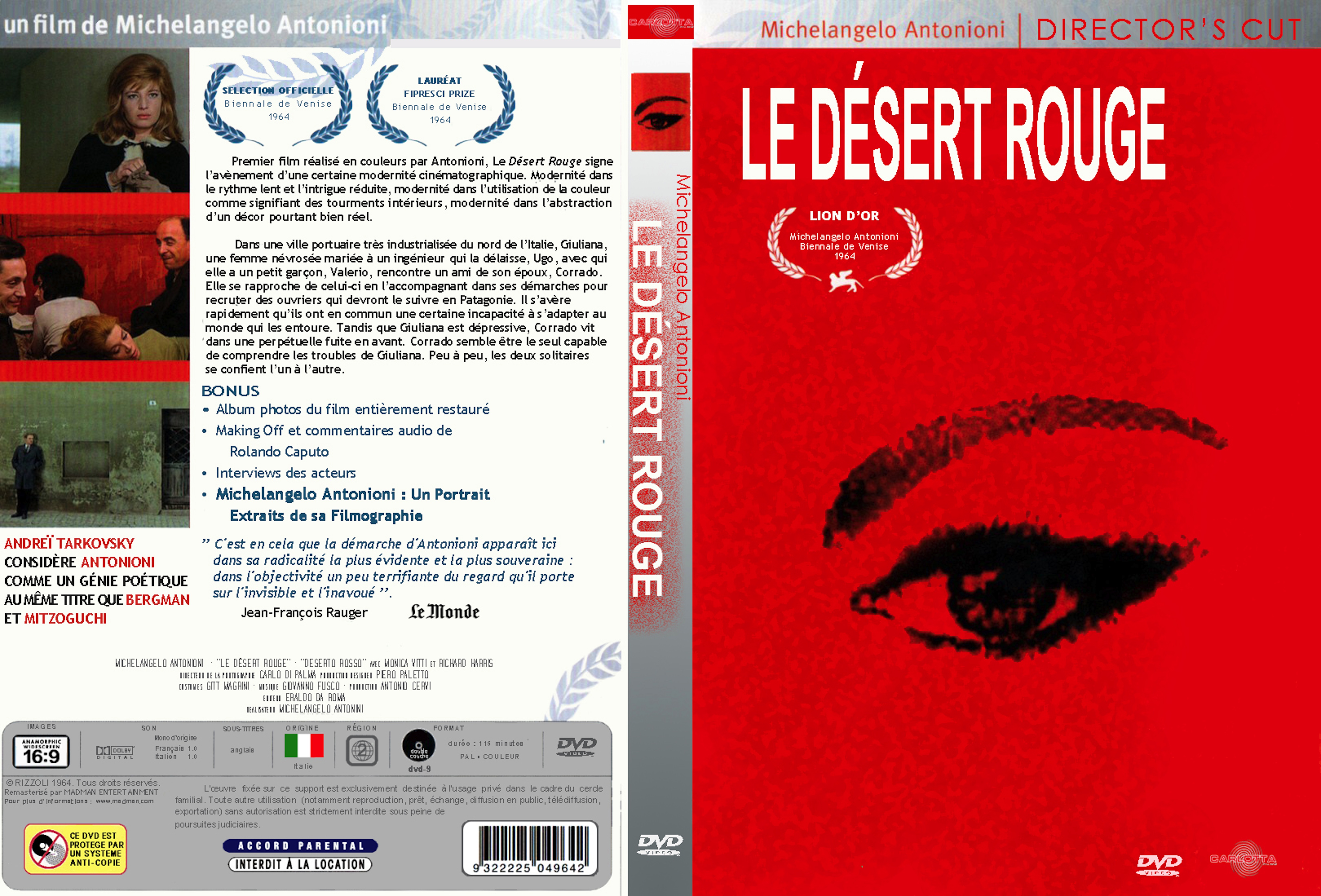 Jaquette DVD Le Desert Rouge custom