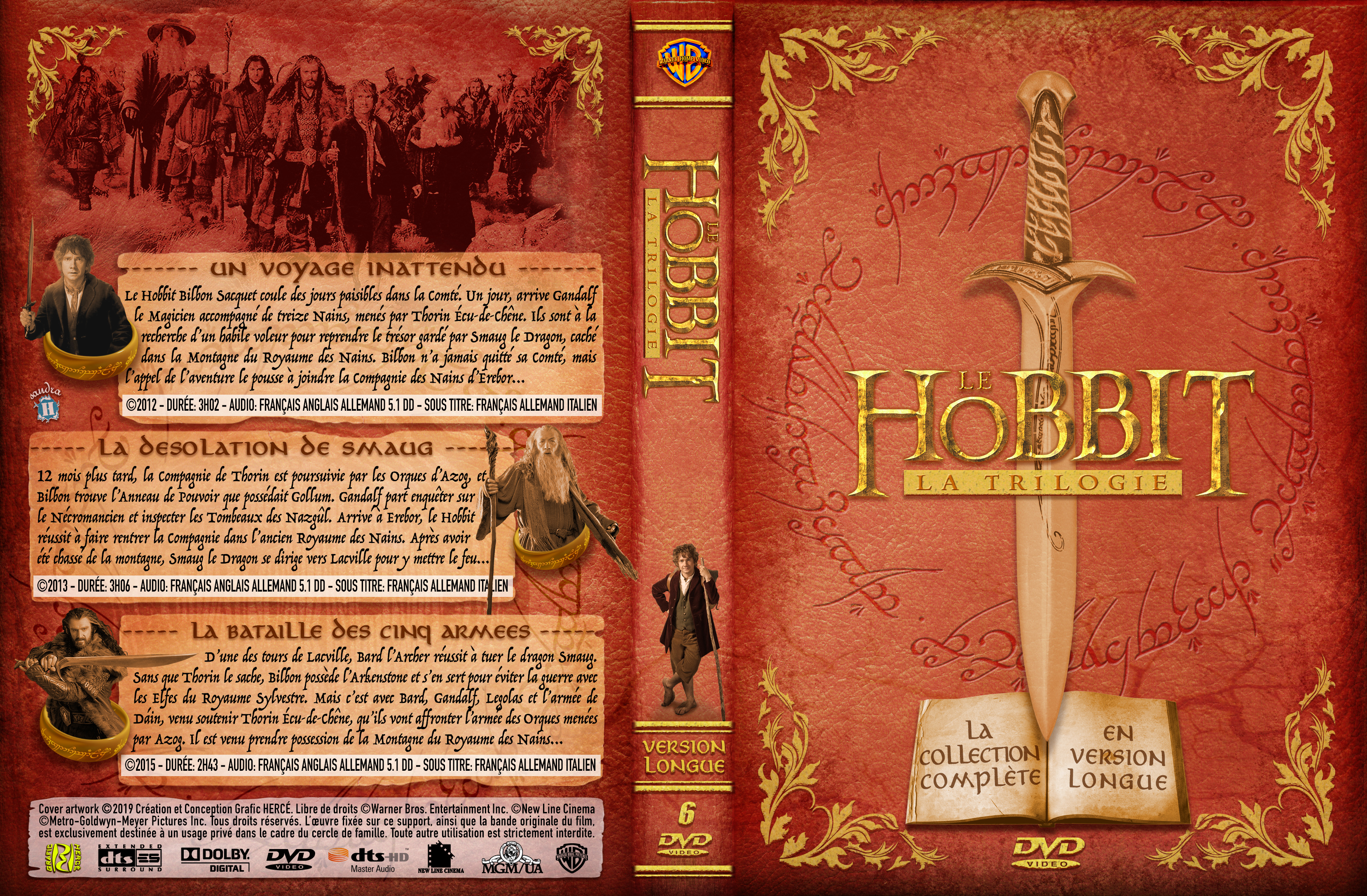 Jaquette DVD Le Hobbit Trilogie custom