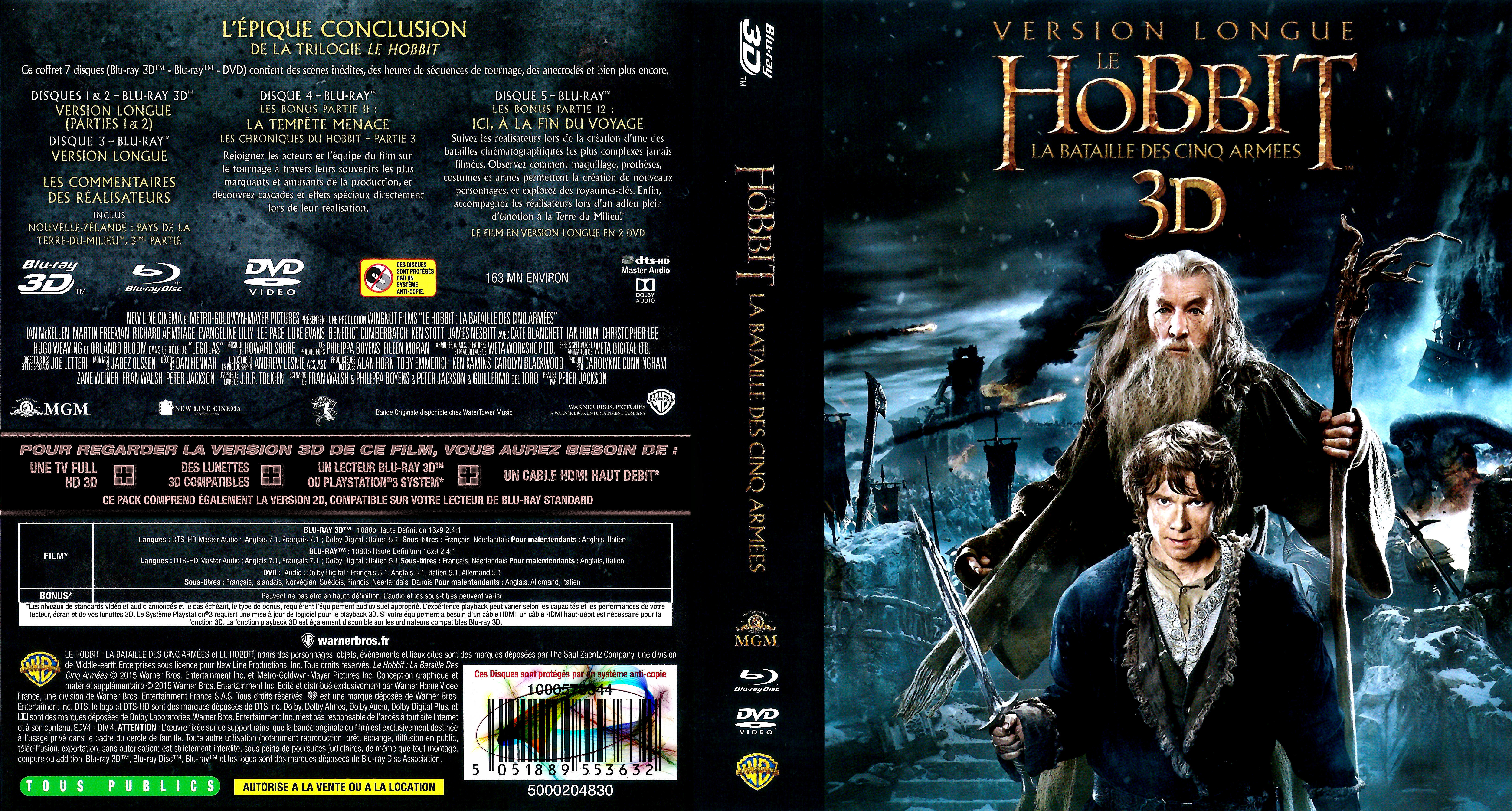 Jaquette DVD Le Hobbit la Bataille des Cinq Armes 3D (BLU-RAY) v2