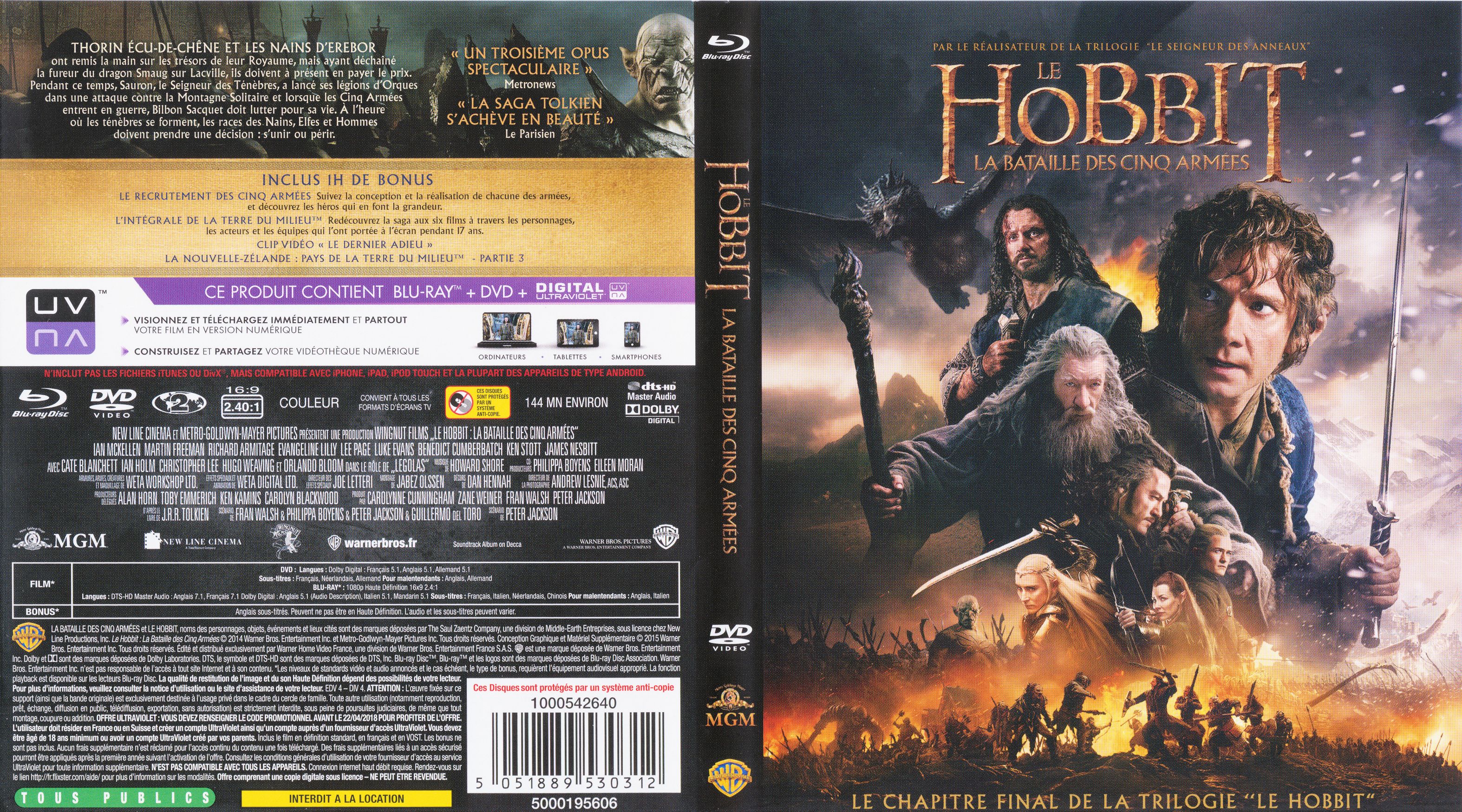 Jaquette DVD Le Hobbit la Bataille des Cinq Armes (BLU-RAY)