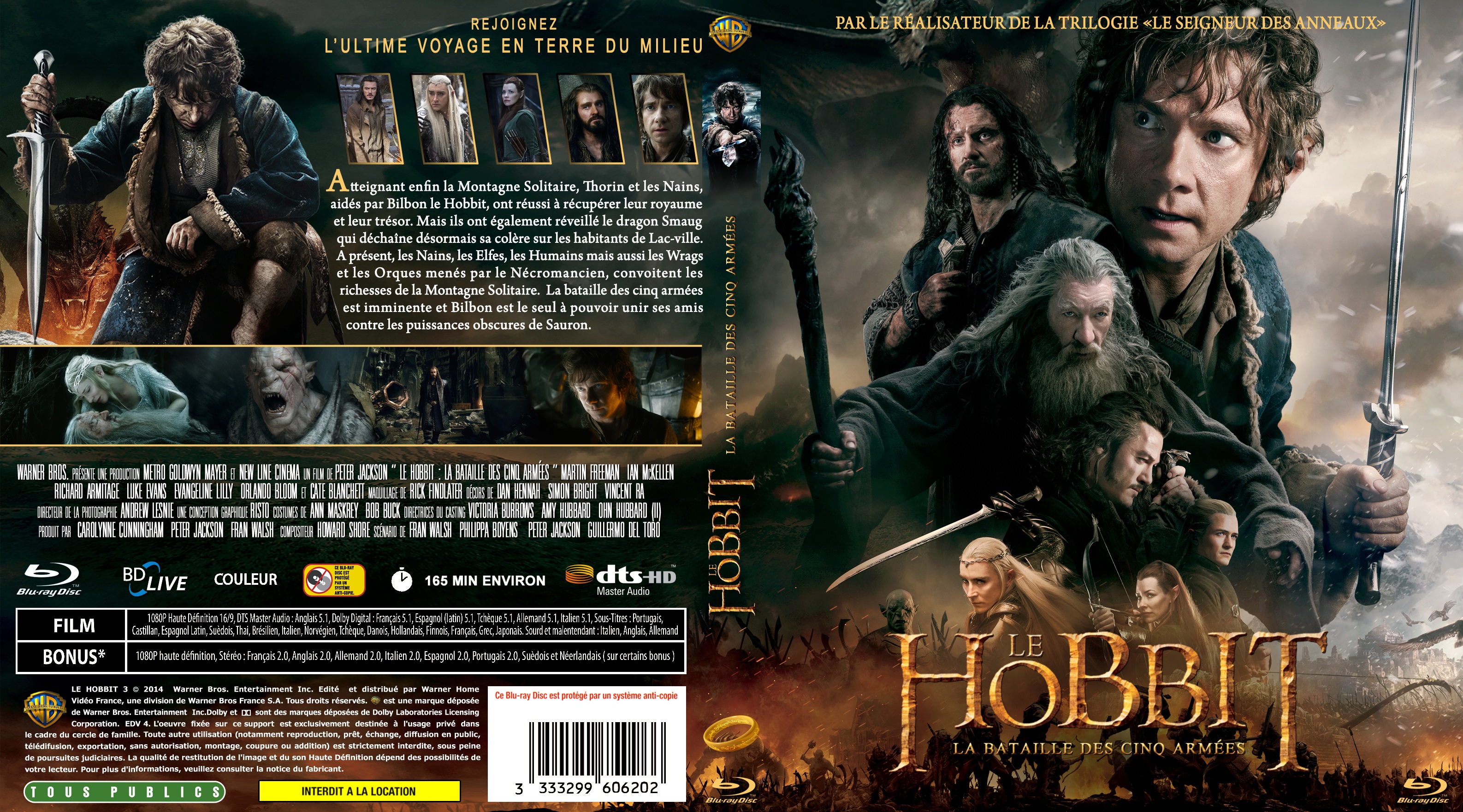 Jaquette DVD Le Hobbit la Bataille des Cinq Armes custom (BLU-RAY)