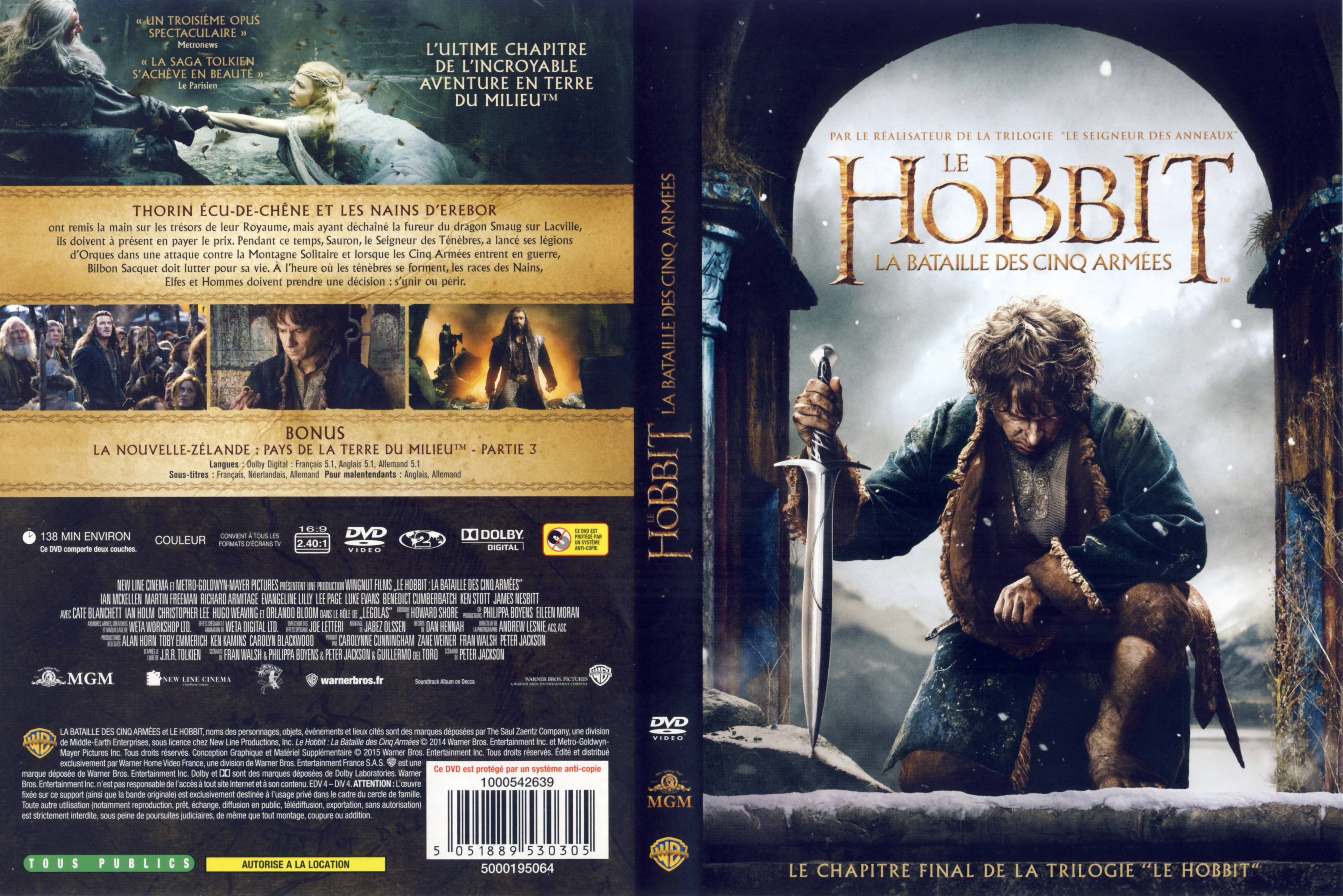 Jaquette DVD Le Hobbit la Bataille des Cinq Armes v2