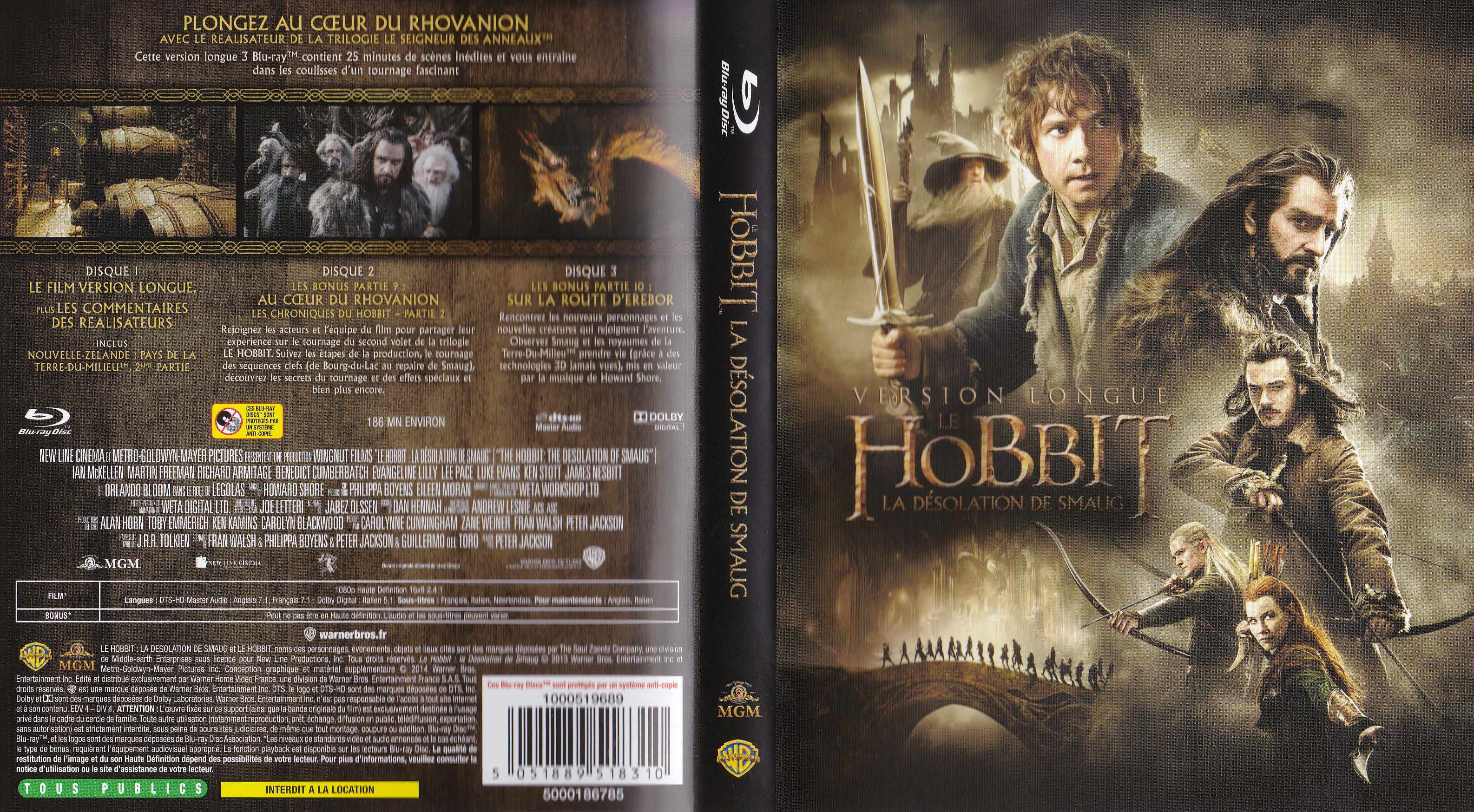 Jaquette DVD Le Hobbit la Dsolation de Smaug (BLU-RAY)