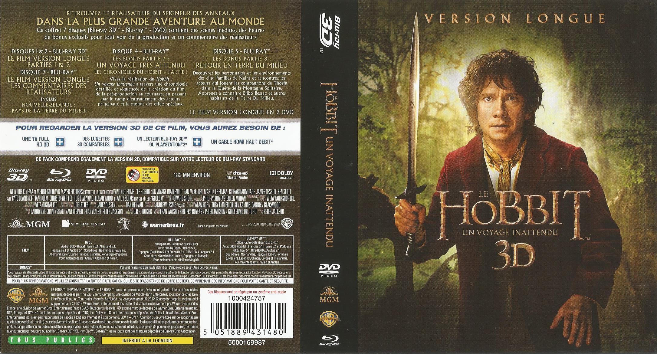 Jaquette DVD Le Hobbit un voyage inattendu 3D Version Longue (BLU-RAY)