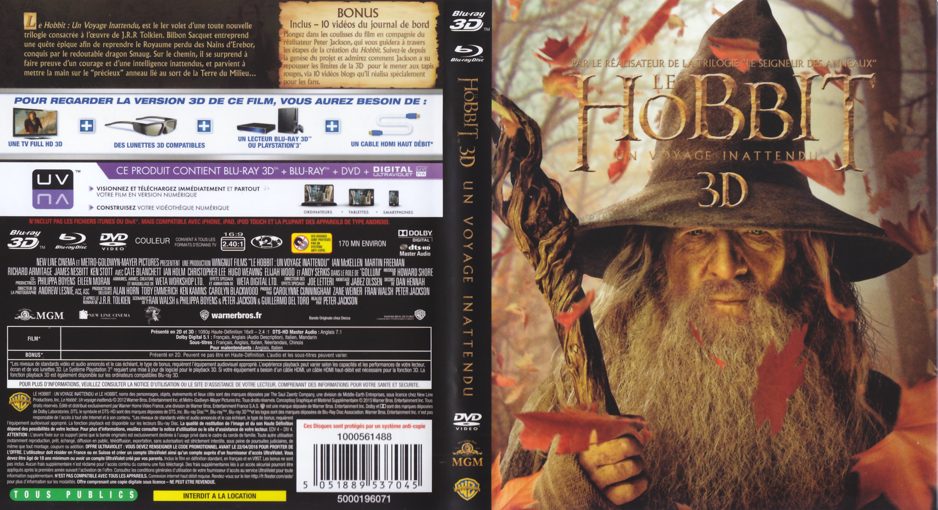 Jaquette DVD Le Hobbit un voyage inattendu 3D (BLU-RAY) v2