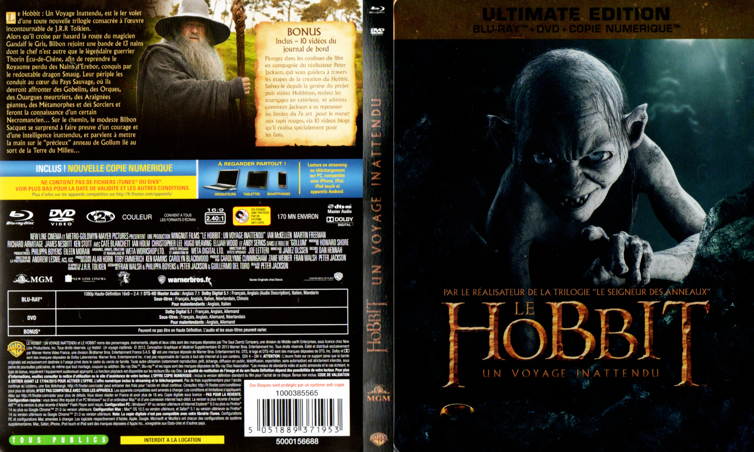 Jaquette DVD Le Hobbit un voyage inattendu (BLU-RAY) v2