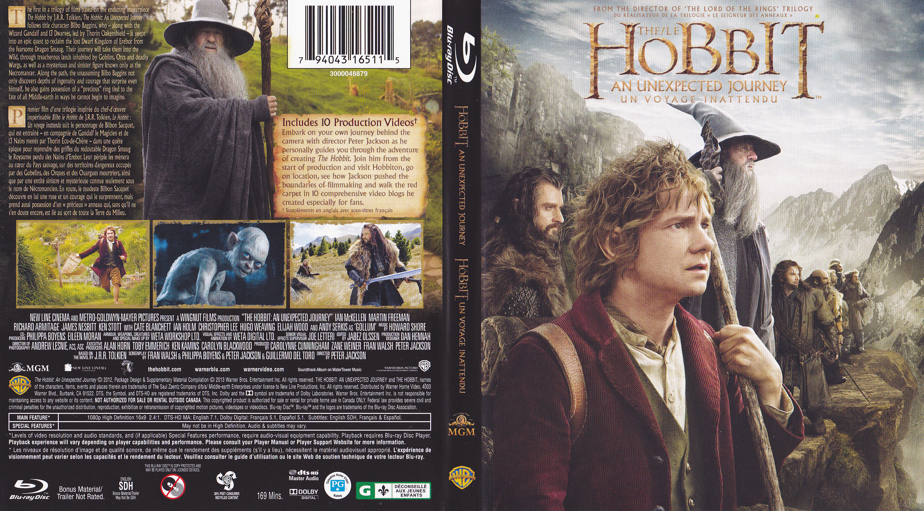 Jaquette DVD Le Hobbit un voyage inattendu (Canadienne) (BLU-RAY)