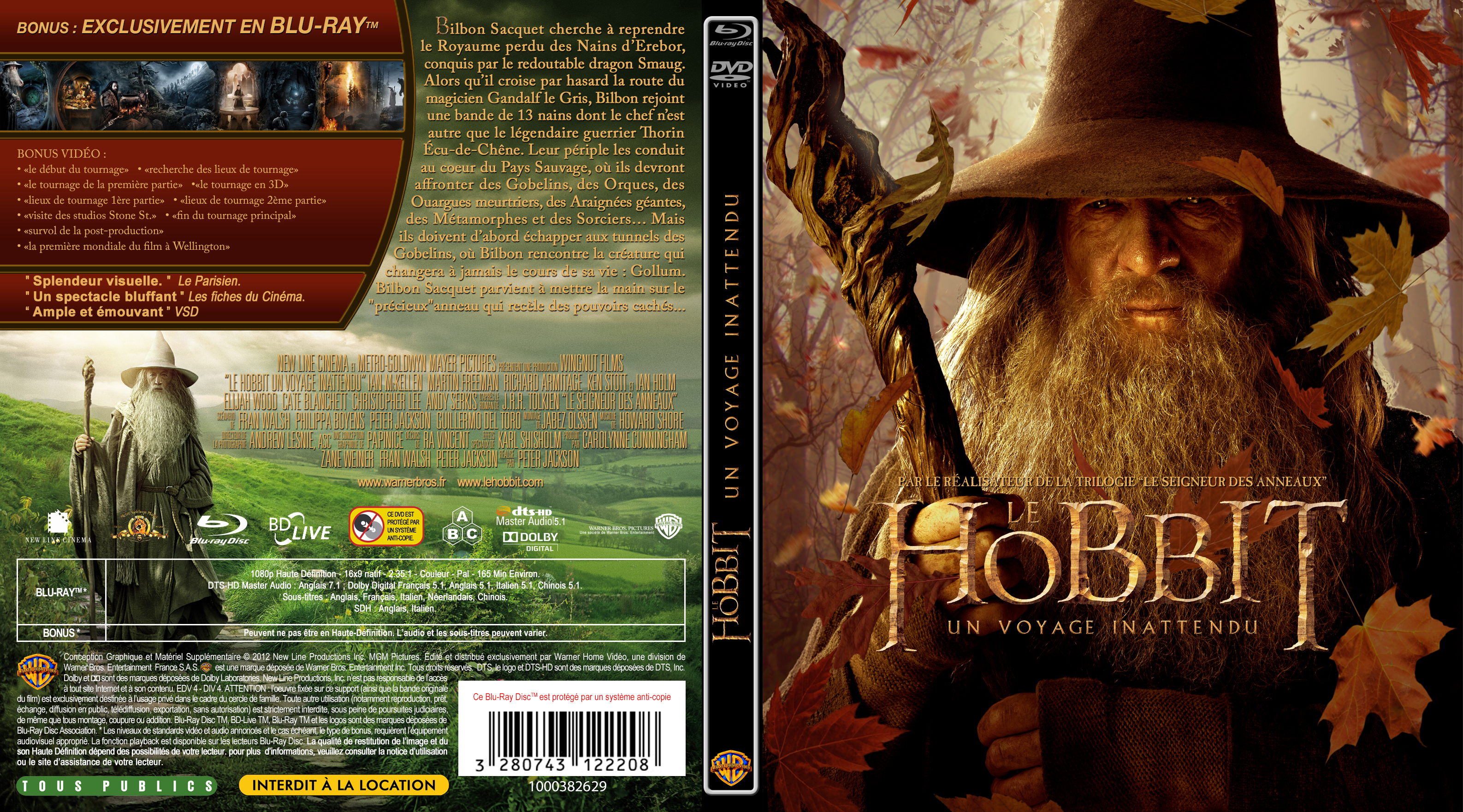 Jaquette DVD Le Hobbit un voyage inattendu custom (BLU-RAY) v2