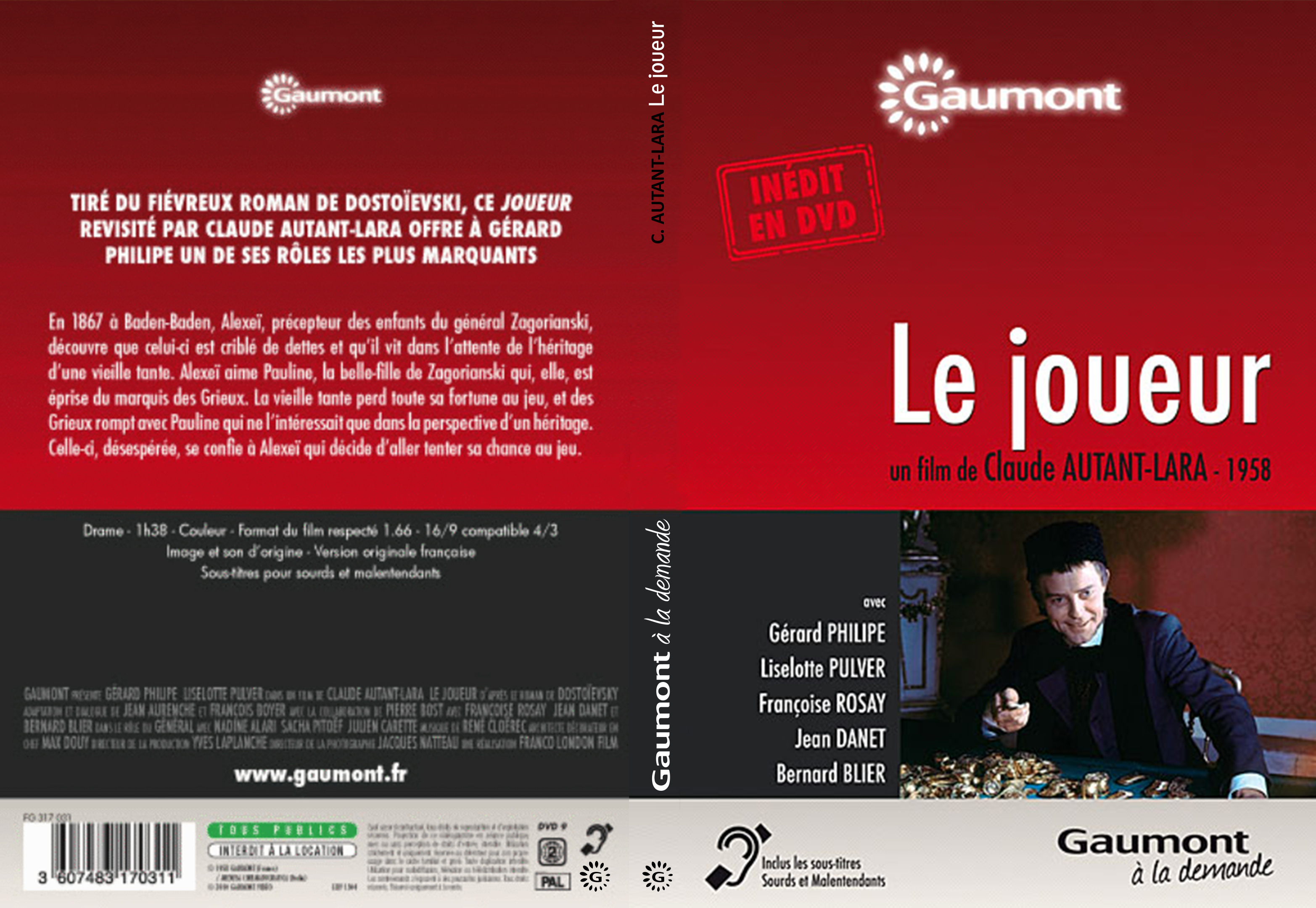 Jaquette DVD Le Joueur custom