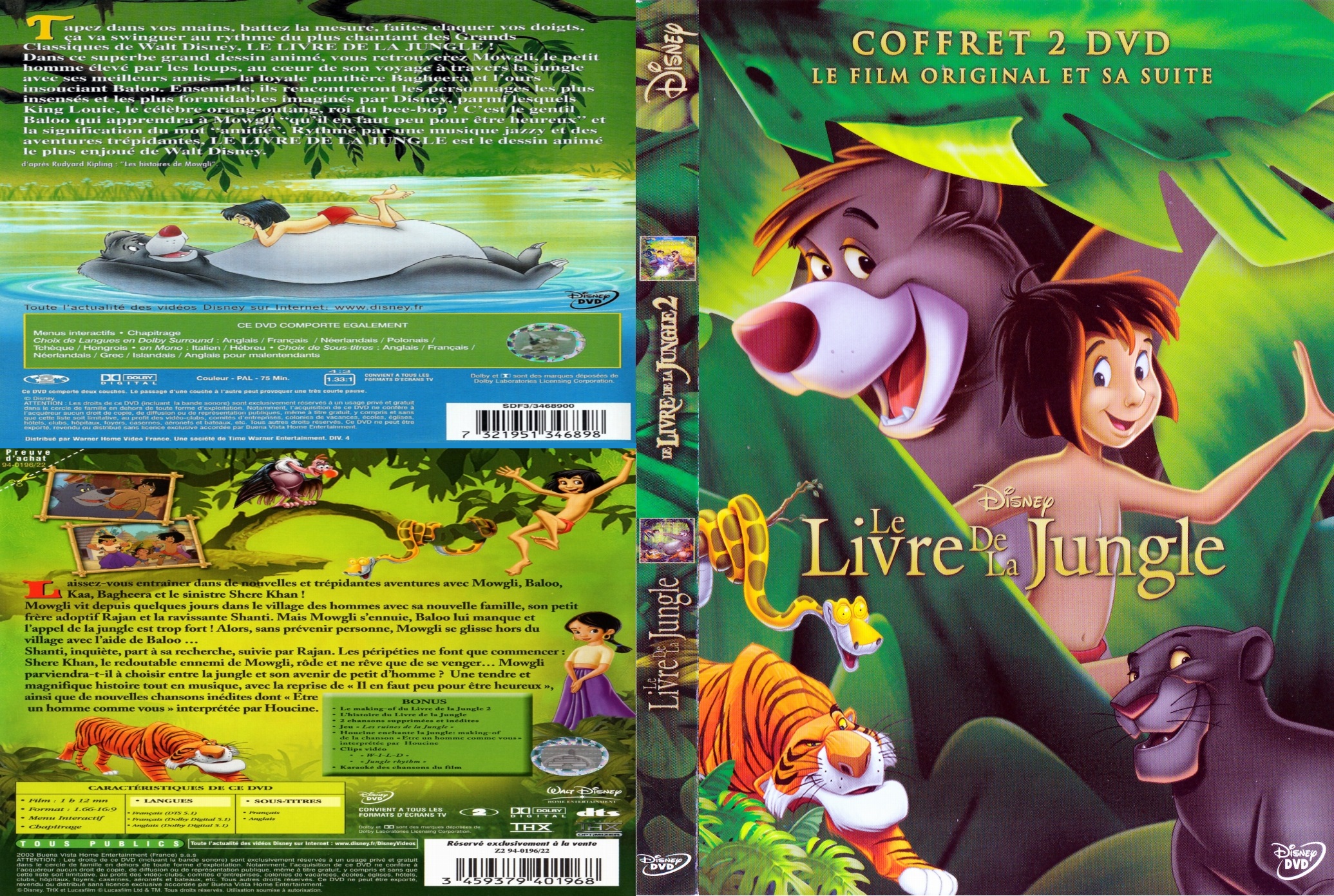 Jaquette DVD Le Livre de la Jungle 1 et 2 custom