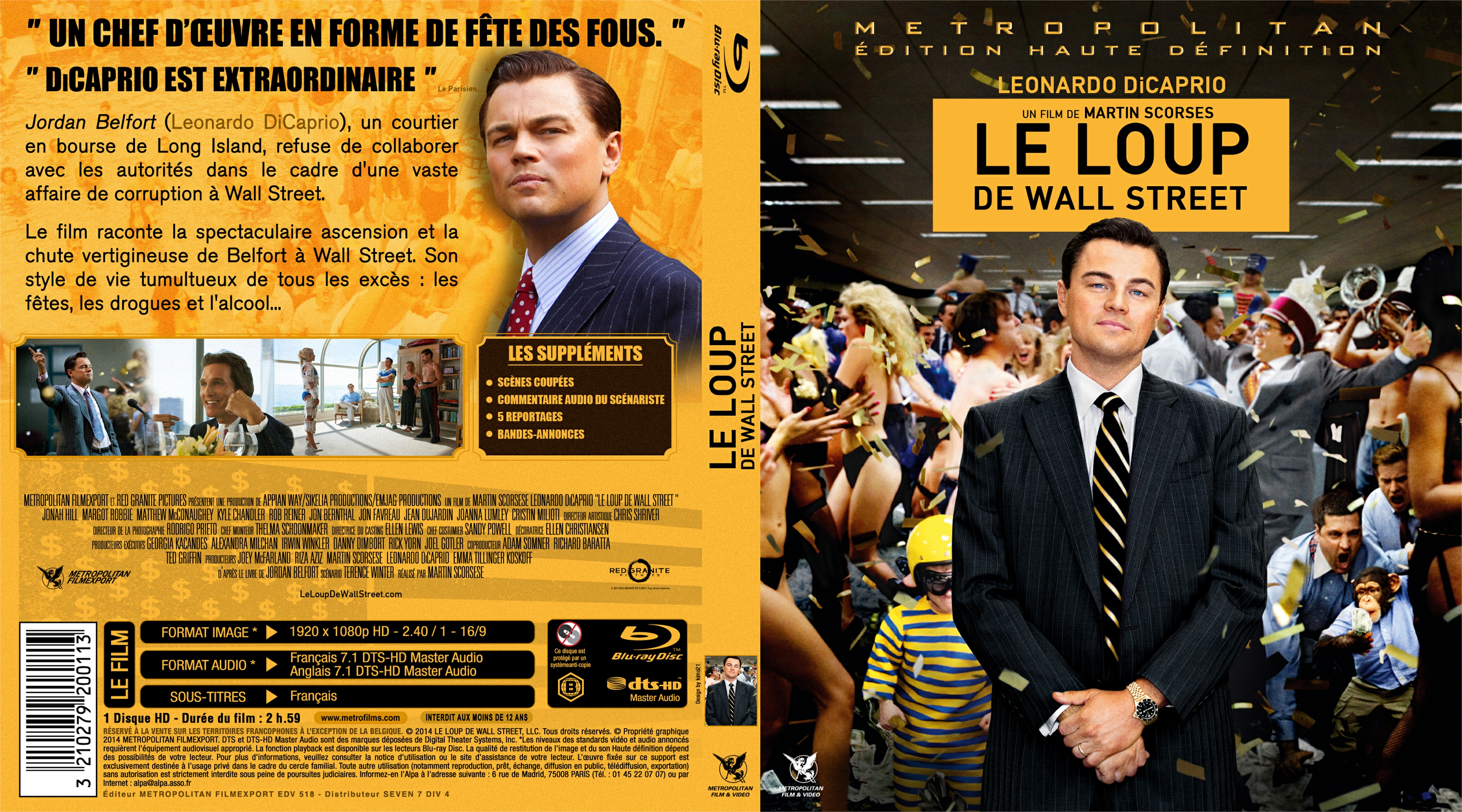 Jaquette DVD Le Loup de Wall Street custom (BLU-RAY)
