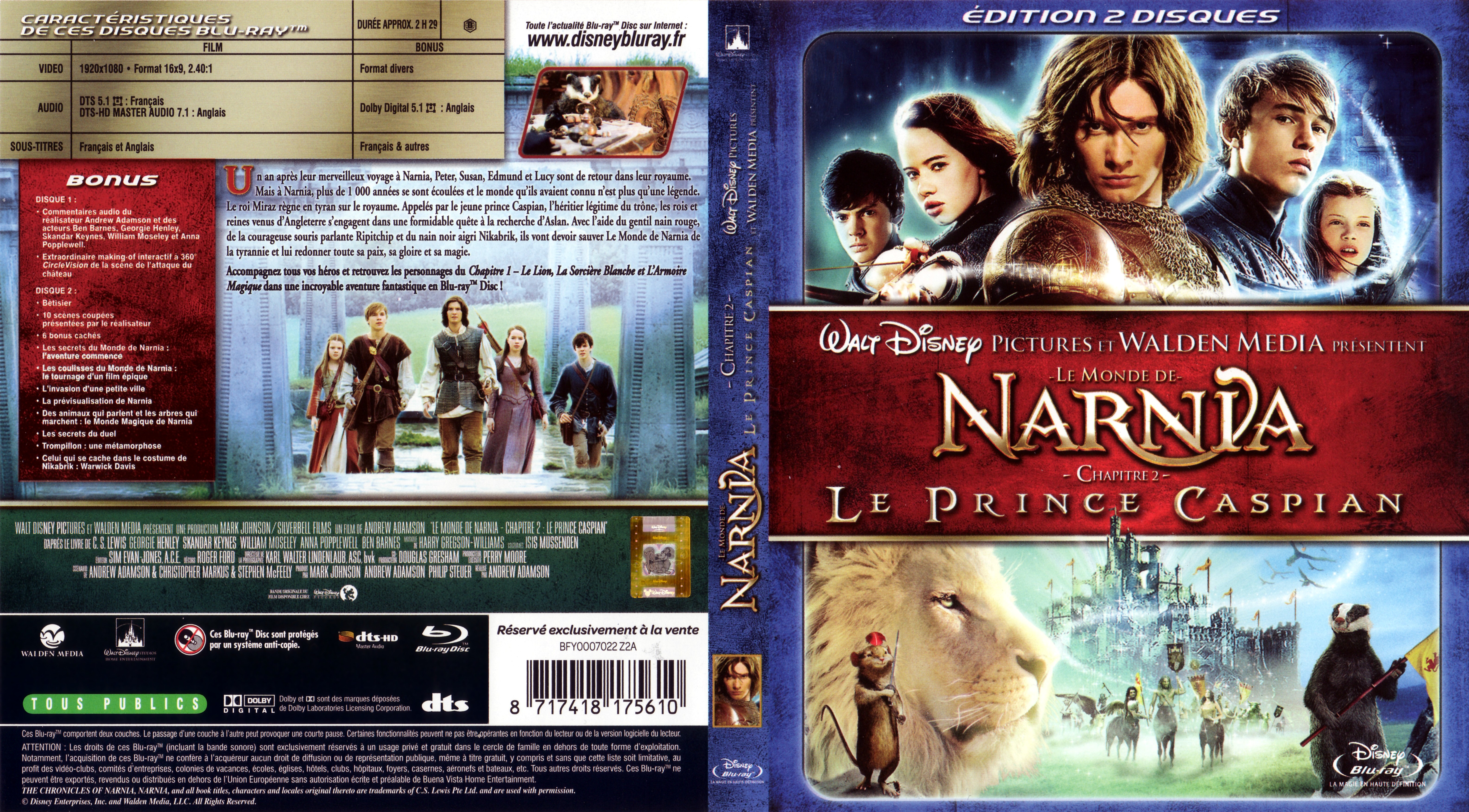 Jaquette DVD Le Monde de Narnia chapitre 2 (BLU-RAY)