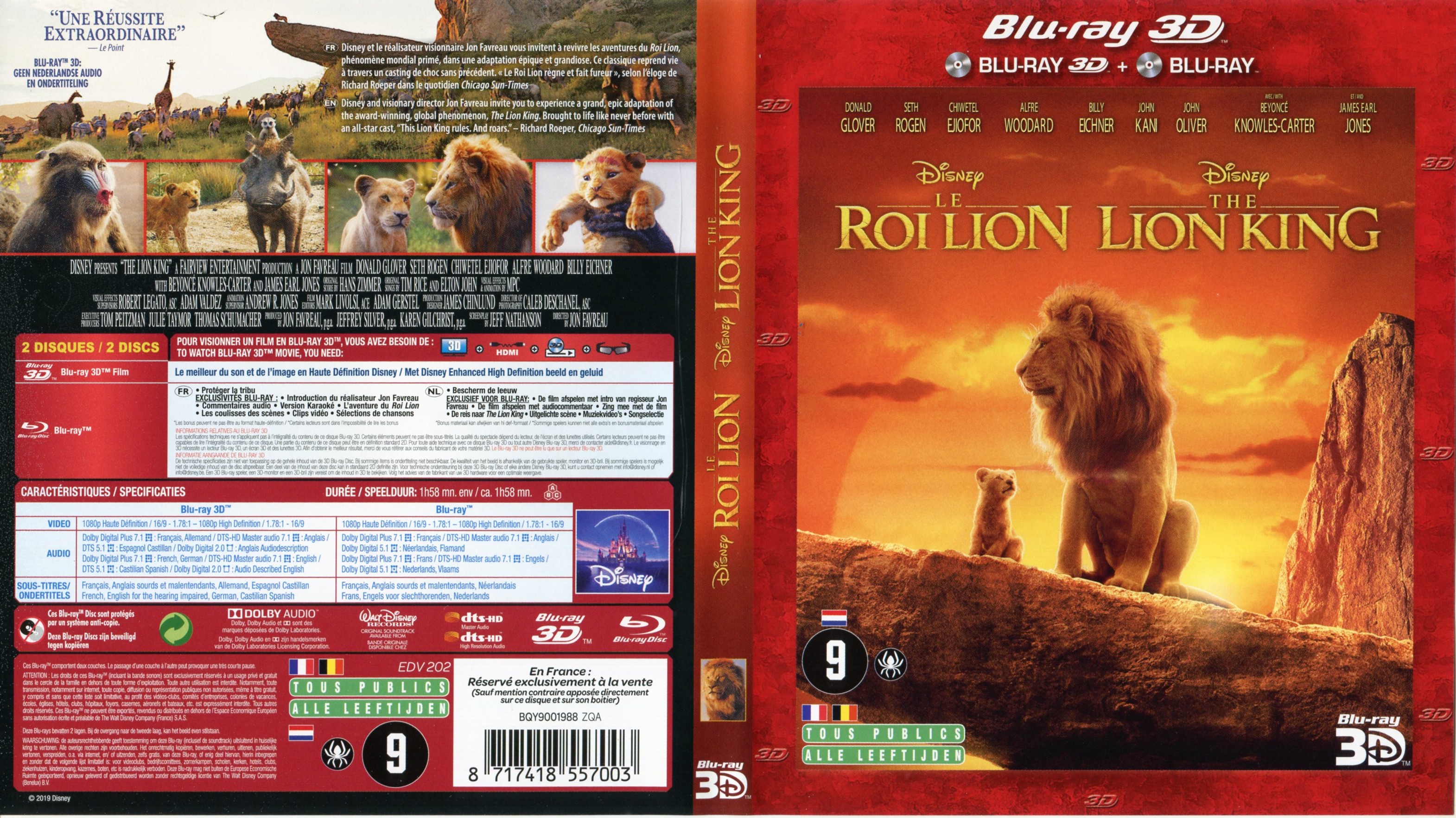 Jaquette DVD Le Roi Lion (2019) 3D (BLU-RAY)