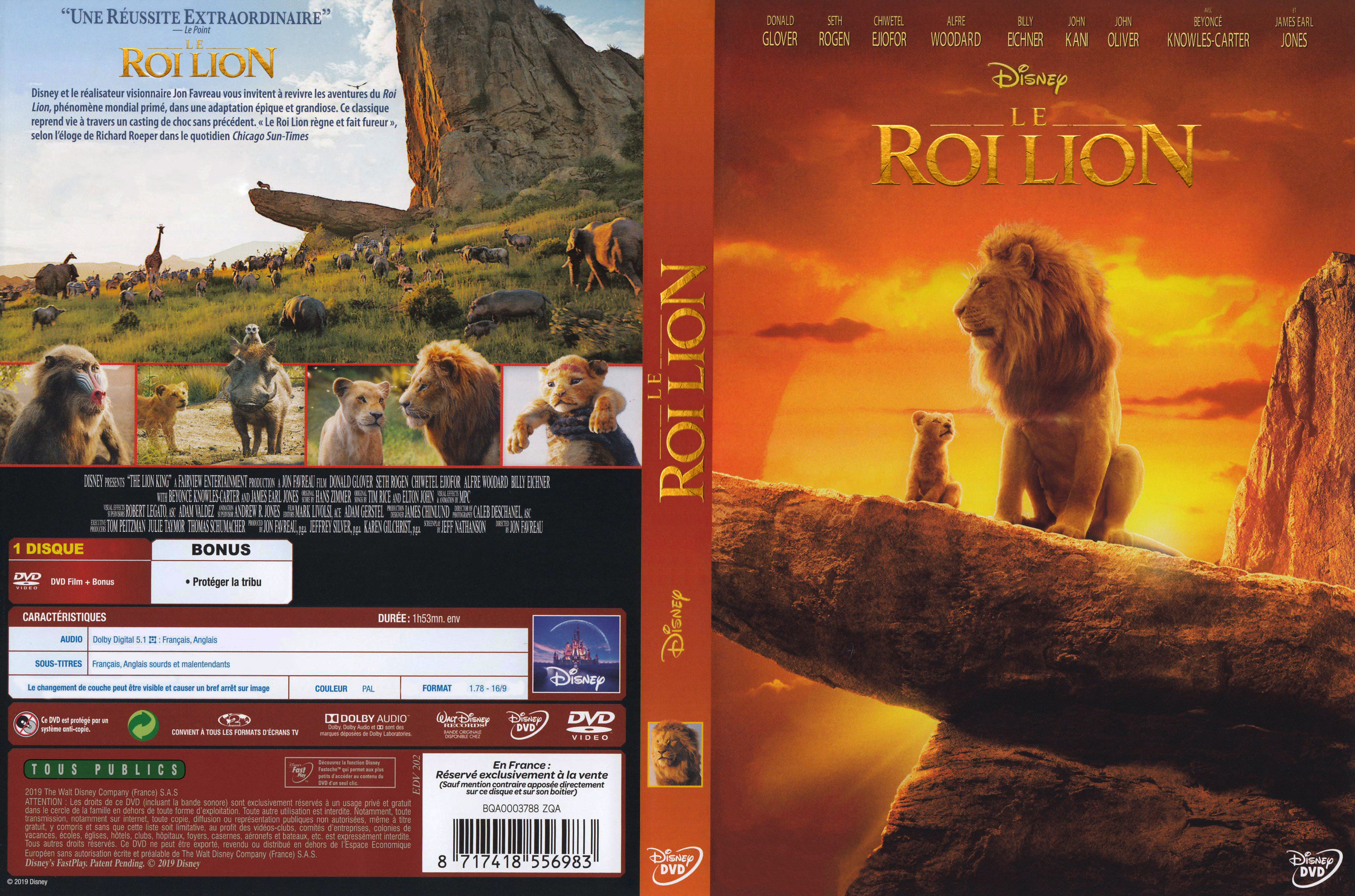 Jaquette DVD Le Roi Lion (2019) custom