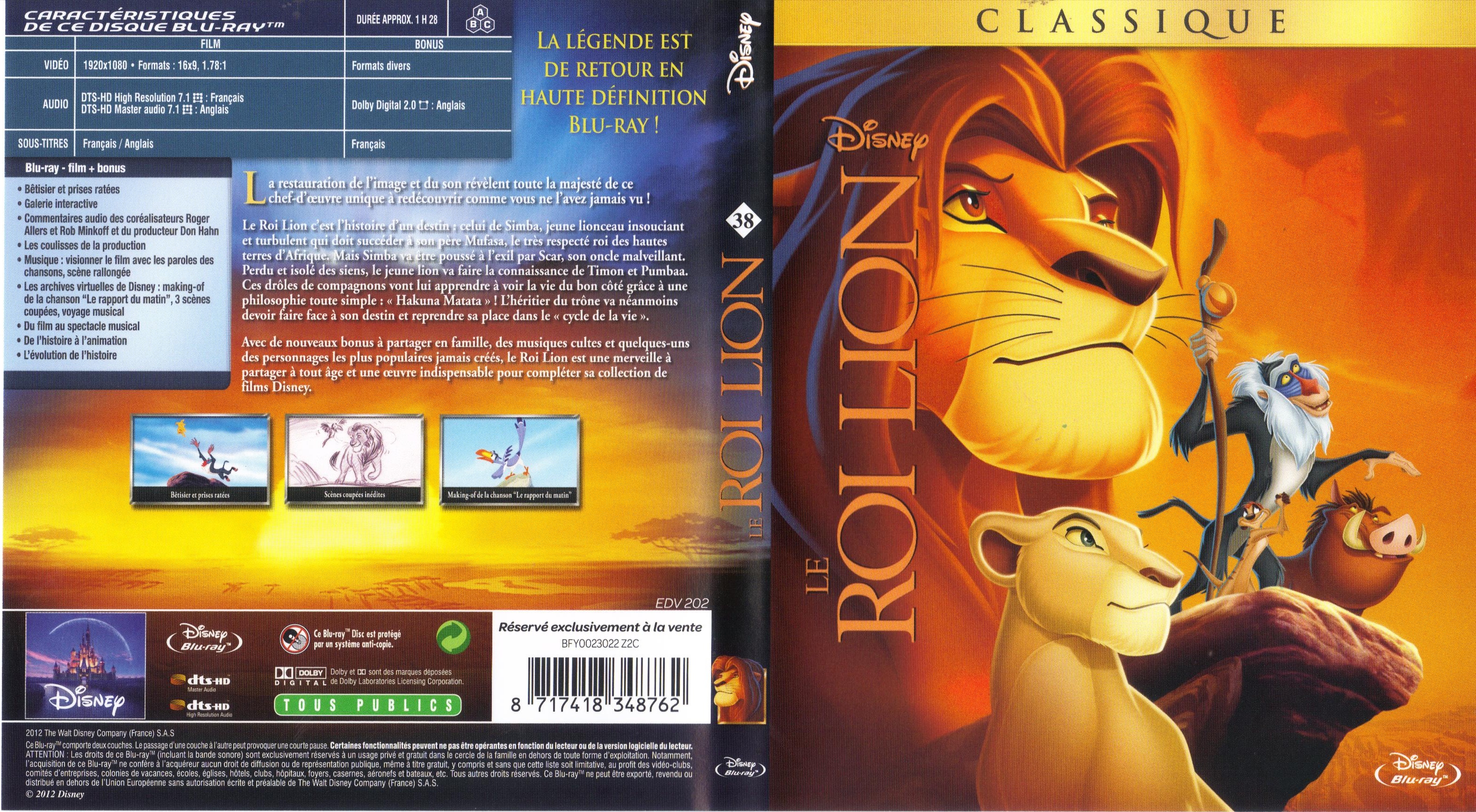 Jaquette DVD Le Roi Lion (BLU-RAY) v2