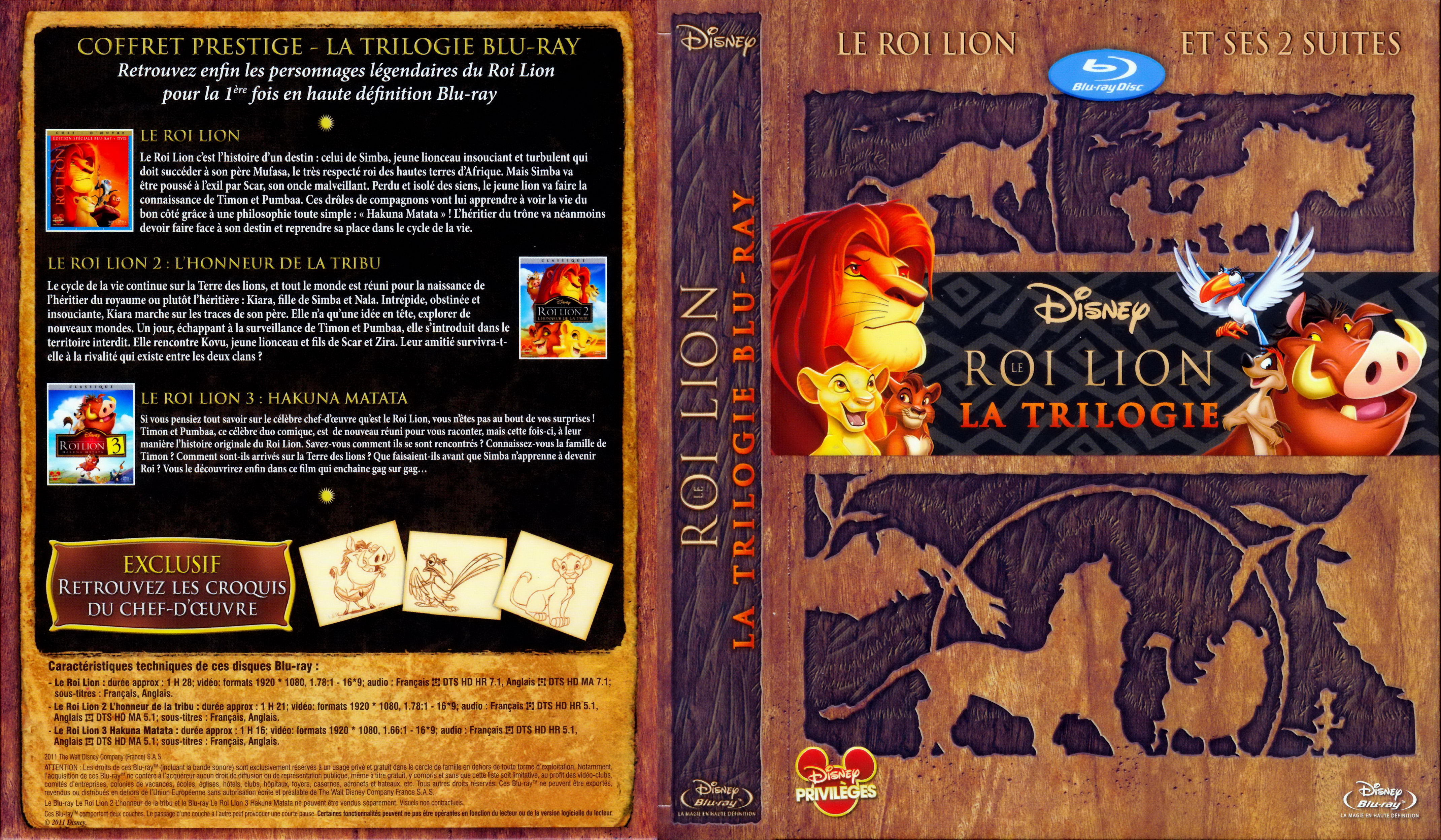 Jaquette DVD Le Roi Lion trilogie (BLU-RAY)