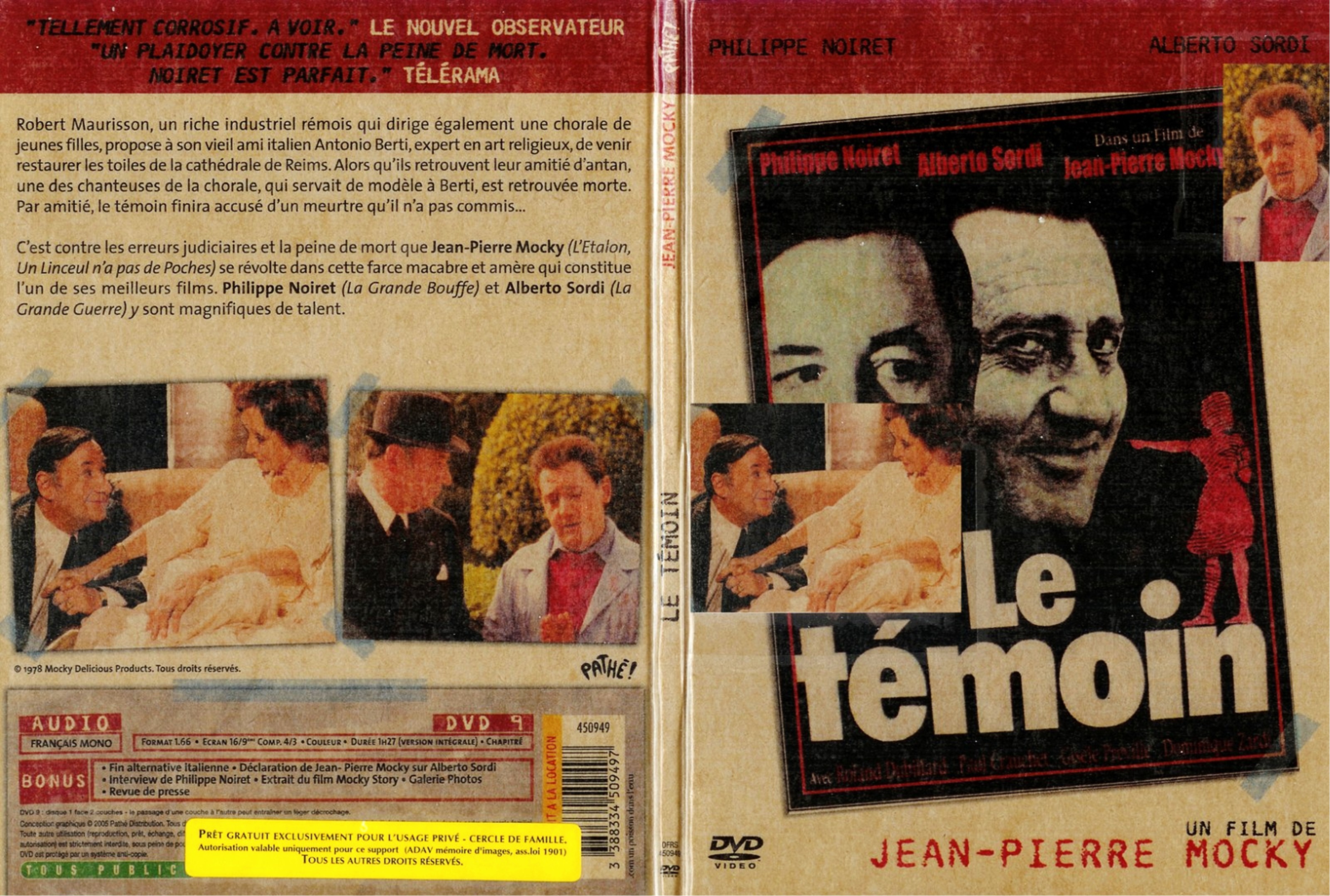 Jaquette DVD Le Tmoin