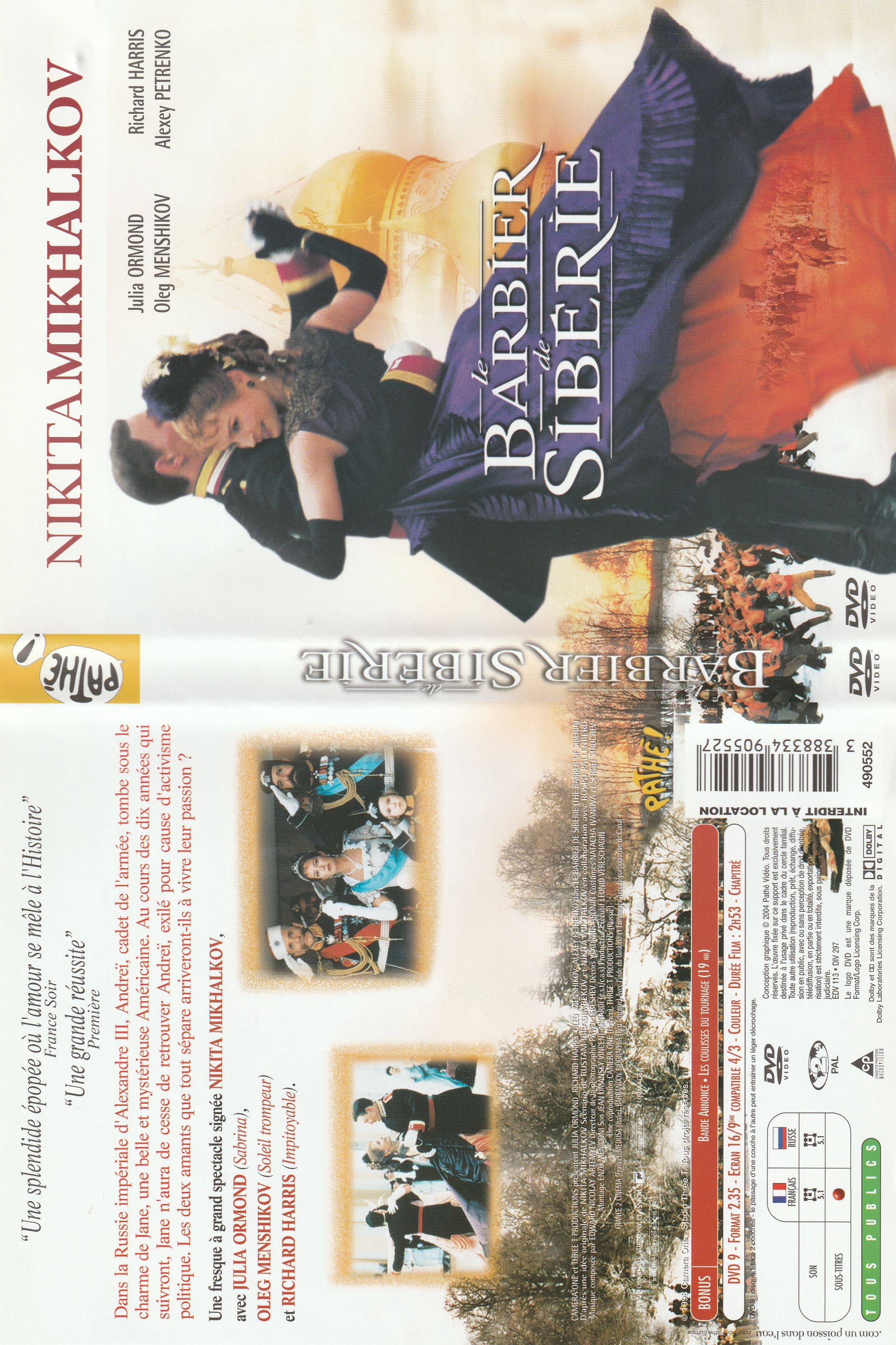Jaquette DVD Le barbier de Siberie v2