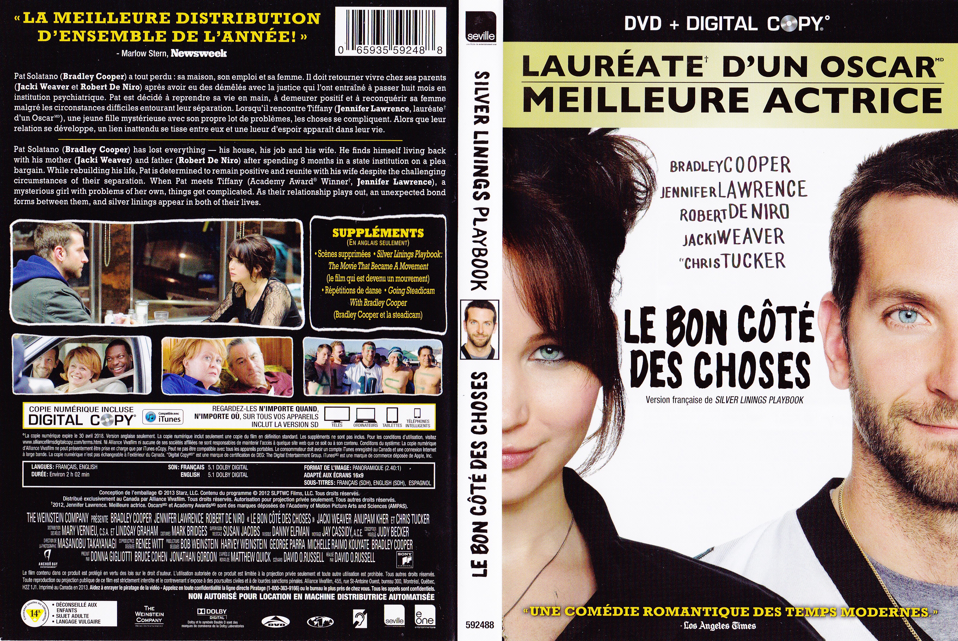 Jaquette DVD Le bon cot des choses - Silver linings playbook (Canadienne)