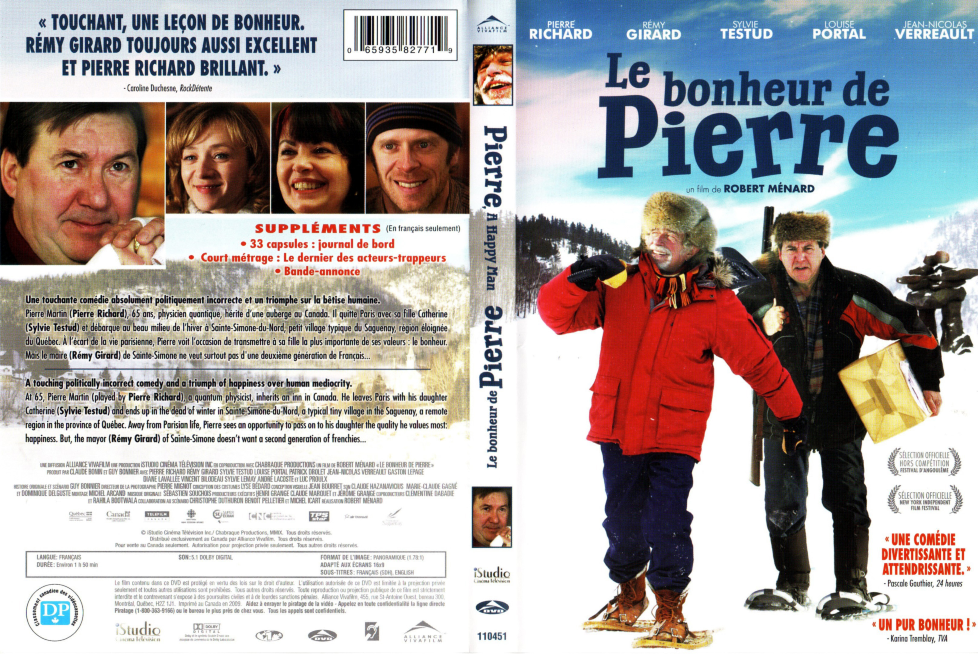 Jaquette DVD Le bonheur de Pierre (Canadienne)