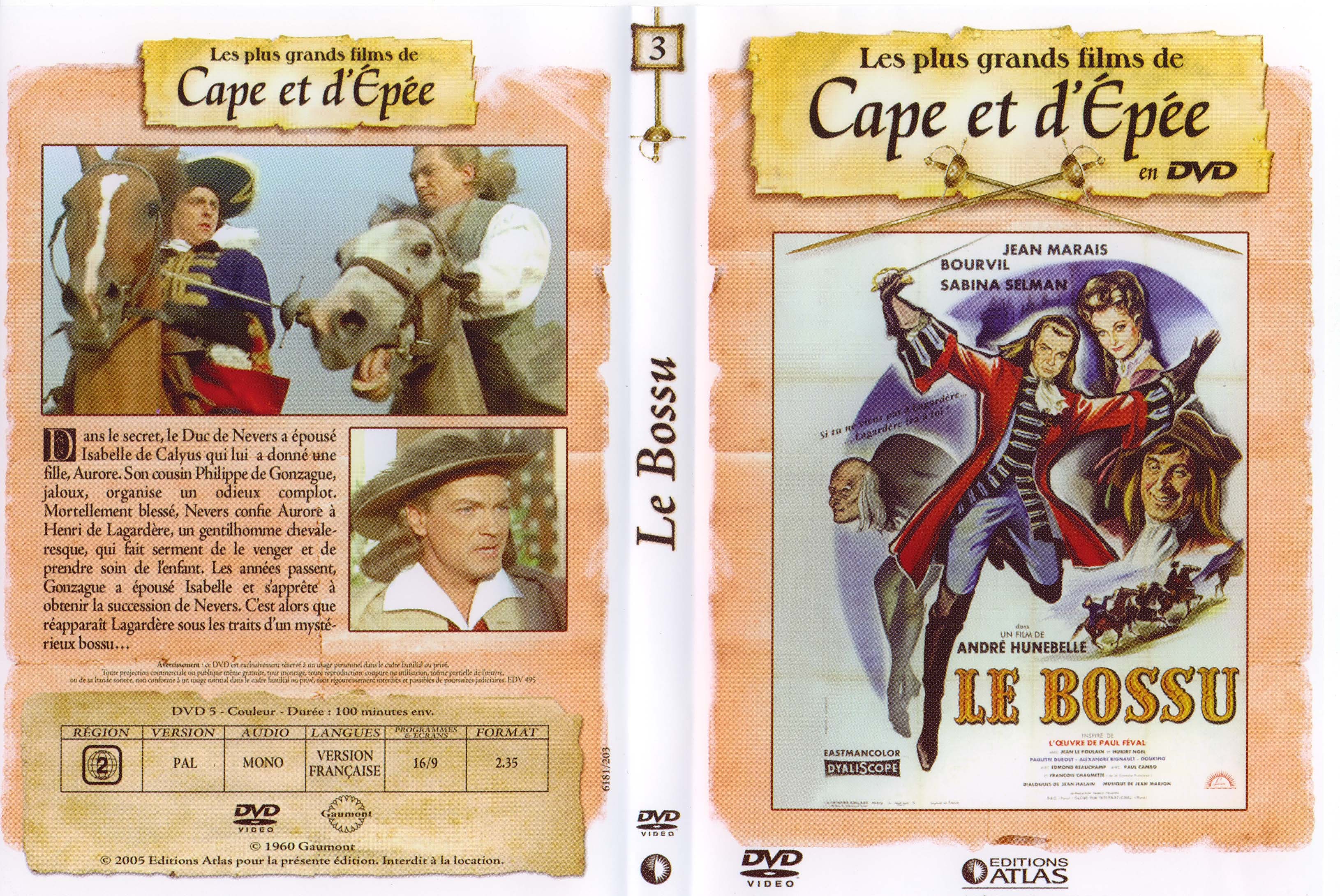 Jaquette DVD de Le bossu (Jean Marais) v2 - Cinéma Passion